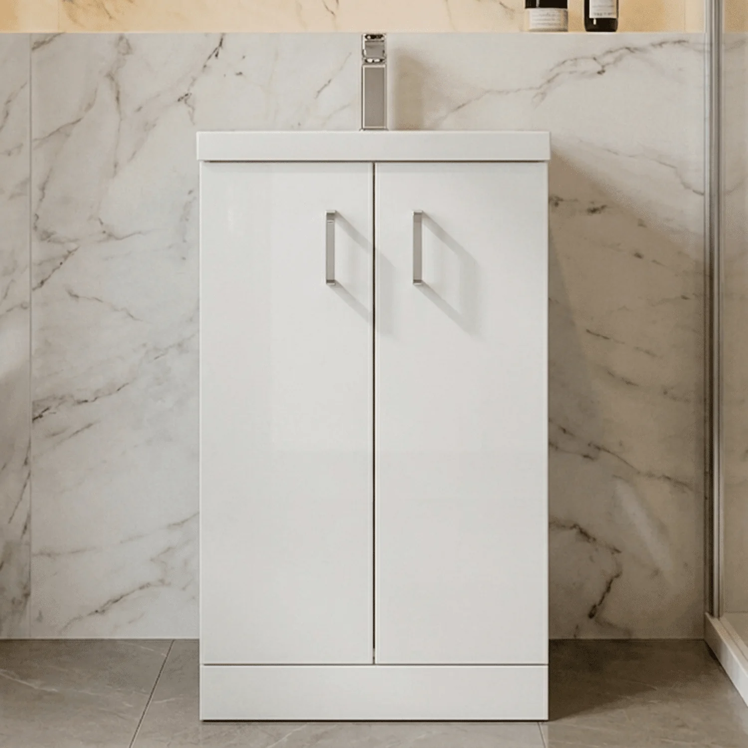 Bramshall Floor Standing Cloakroom Vanity Basin Unit with Choice of Finish, Handle Finish and Size - Image 3