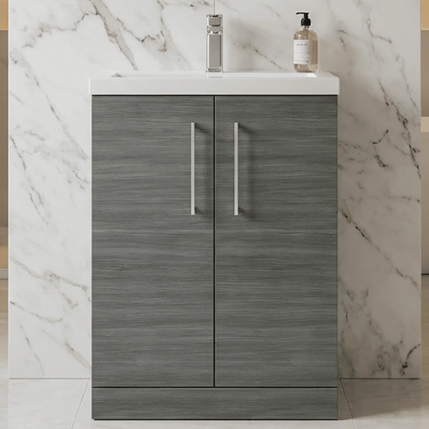 Bramshall Floor Standing Cloakroom Vanity Basin Unit with Choice of Finish, Handle Finish and Size - Image 4
