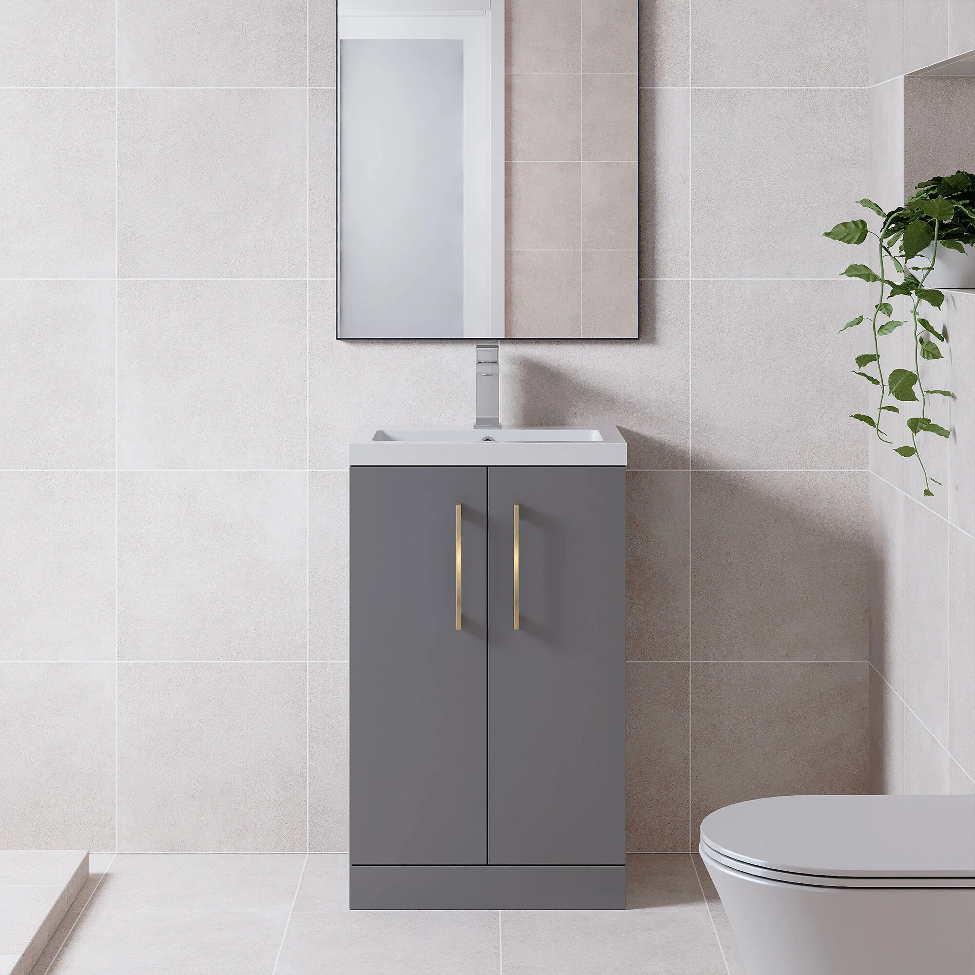 Bramshall Floor Standing Cloakroom Vanity Basin Unit with Choice of Finish, Handle Finish and Size - Image 49