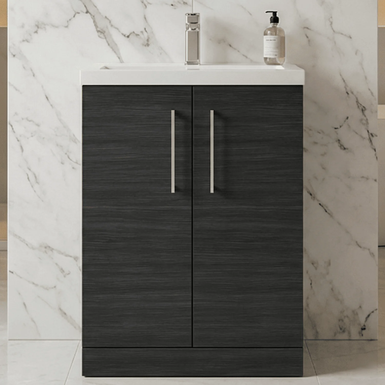 Bramshall Floor Standing Cloakroom Vanity Basin Unit with Choice of Finish, Handle Finish and Size - Image 5