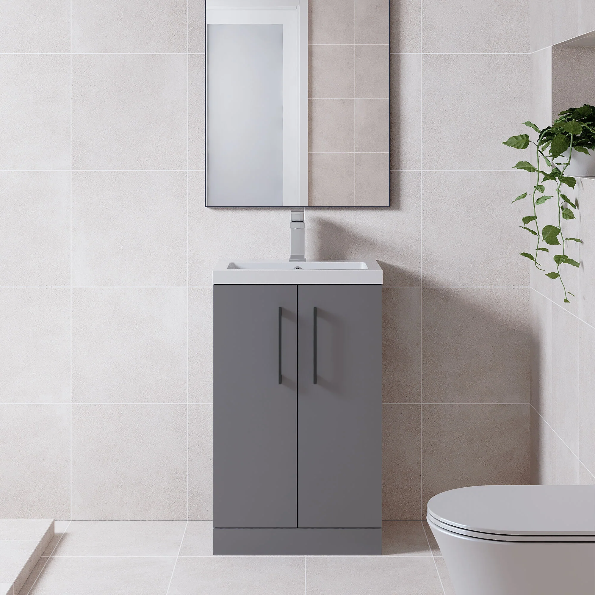 Bramshall Floor Standing Cloakroom Vanity Basin Unit with Choice of Finish, Handle Finish and Size - Image 50