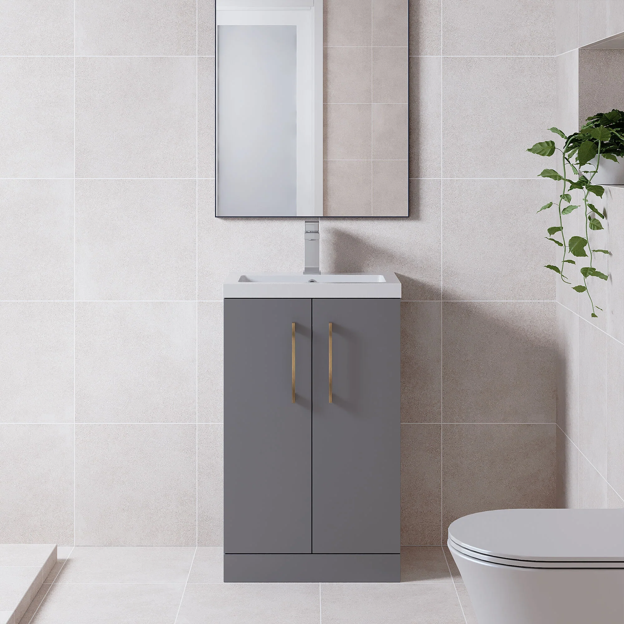 Bramshall Floor Standing Cloakroom Vanity Basin Unit with Choice of Finish, Handle Finish and Size - Image 52