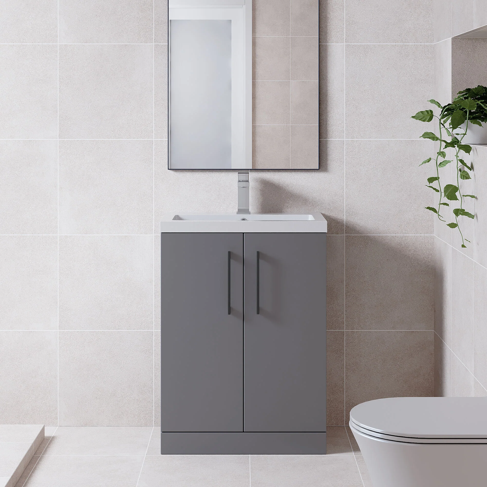 Bramshall Floor Standing Cloakroom Vanity Basin Unit with Choice of Finish, Handle Finish and Size - Image 55