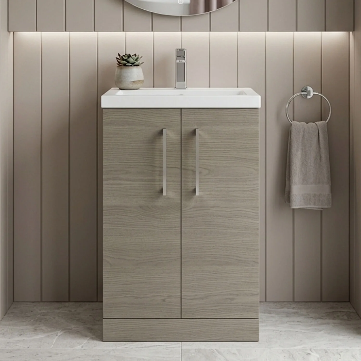 Bramshall Floor Standing Cloakroom Vanity Basin Unit with Choice of Finish, Handle Finish and Size - Image 6