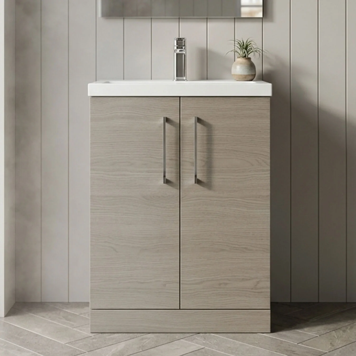 Bramshall Floor Standing Cloakroom Vanity Basin Unit with Choice of Finish, Handle Finish and Size - Image 7