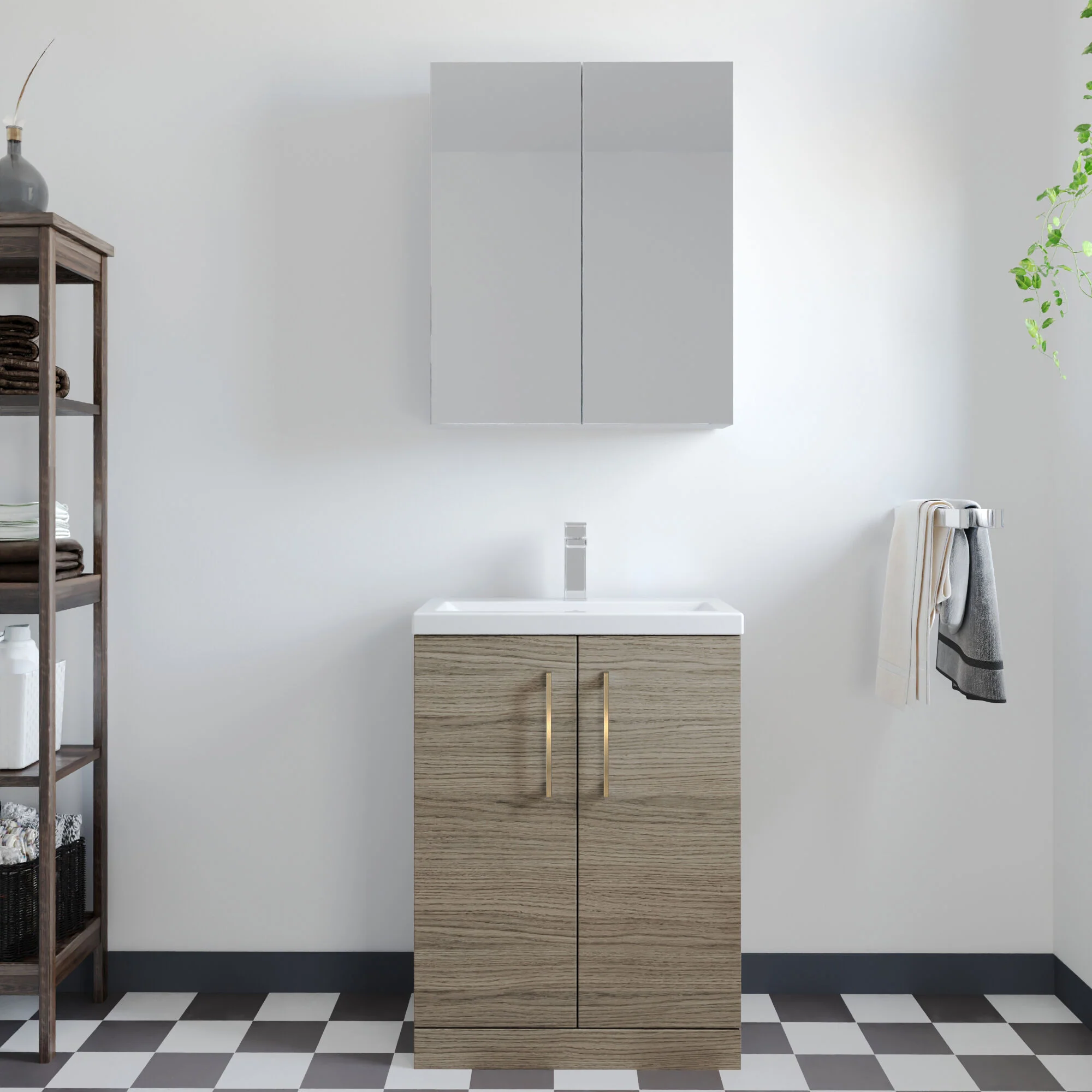 Bramshall Floor Standing Cloakroom Vanity Basin Unit with Choice of Finish, Handle Finish and Size - Image 76