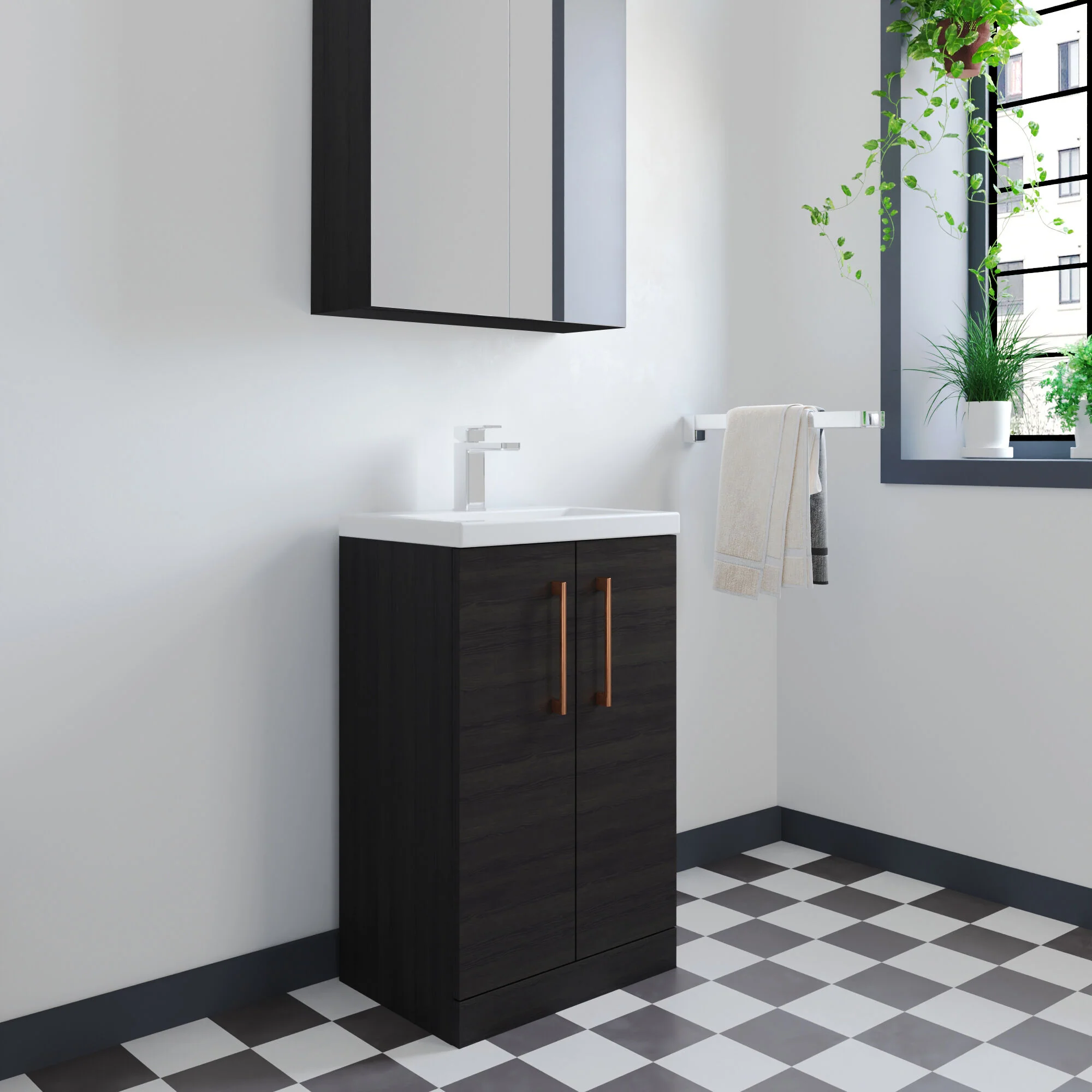 Bramshall Floor Standing Cloakroom Vanity Basin Unit with Choice of Finish, Handle Finish and Size - Image 88