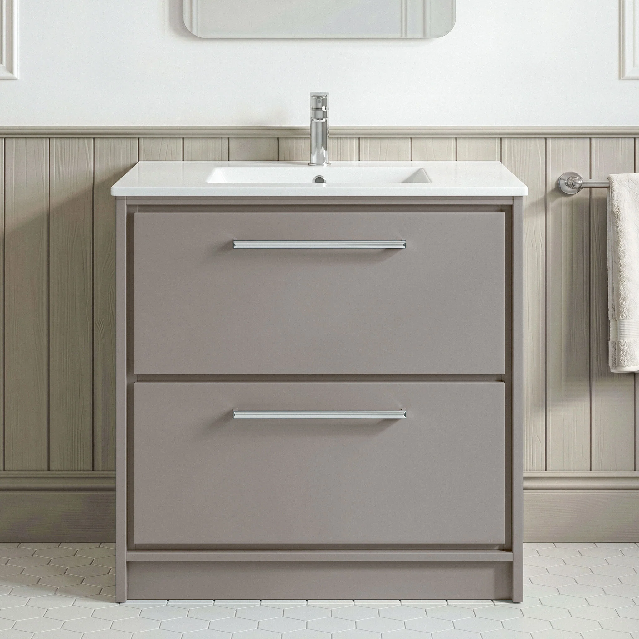 Longnor Floor Standing 2 Drawer Vanity Unit - Choice of Colour, Basin Type and Size - Image 11