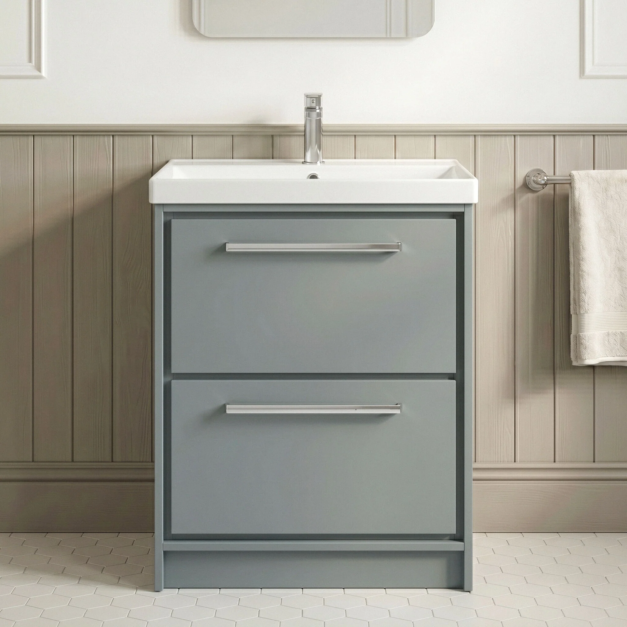 Longnor Floor Standing 2 Drawer Vanity Unit - Choice of Colour, Basin Type and Size - Image 3
