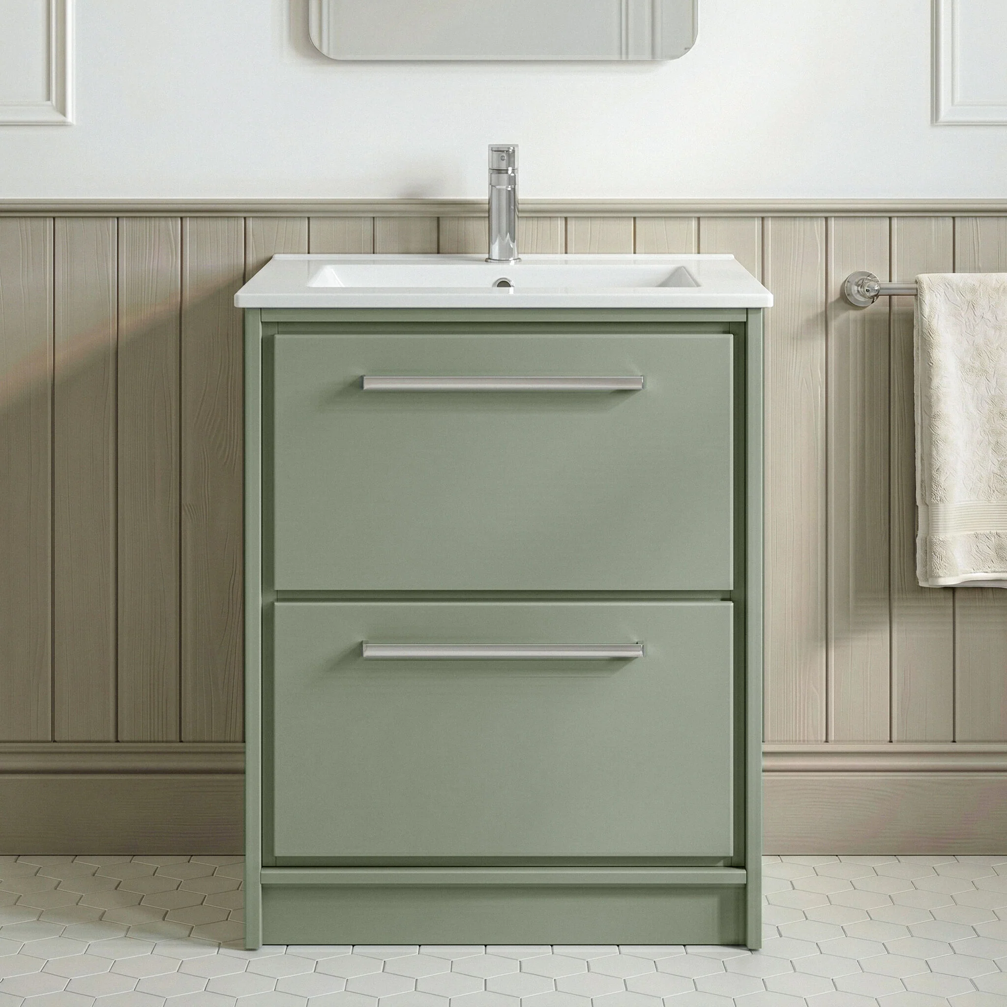 Longnor Floor Standing 2 Drawer Vanity Unit - Choice of Colour, Basin Type and Size - Image 5