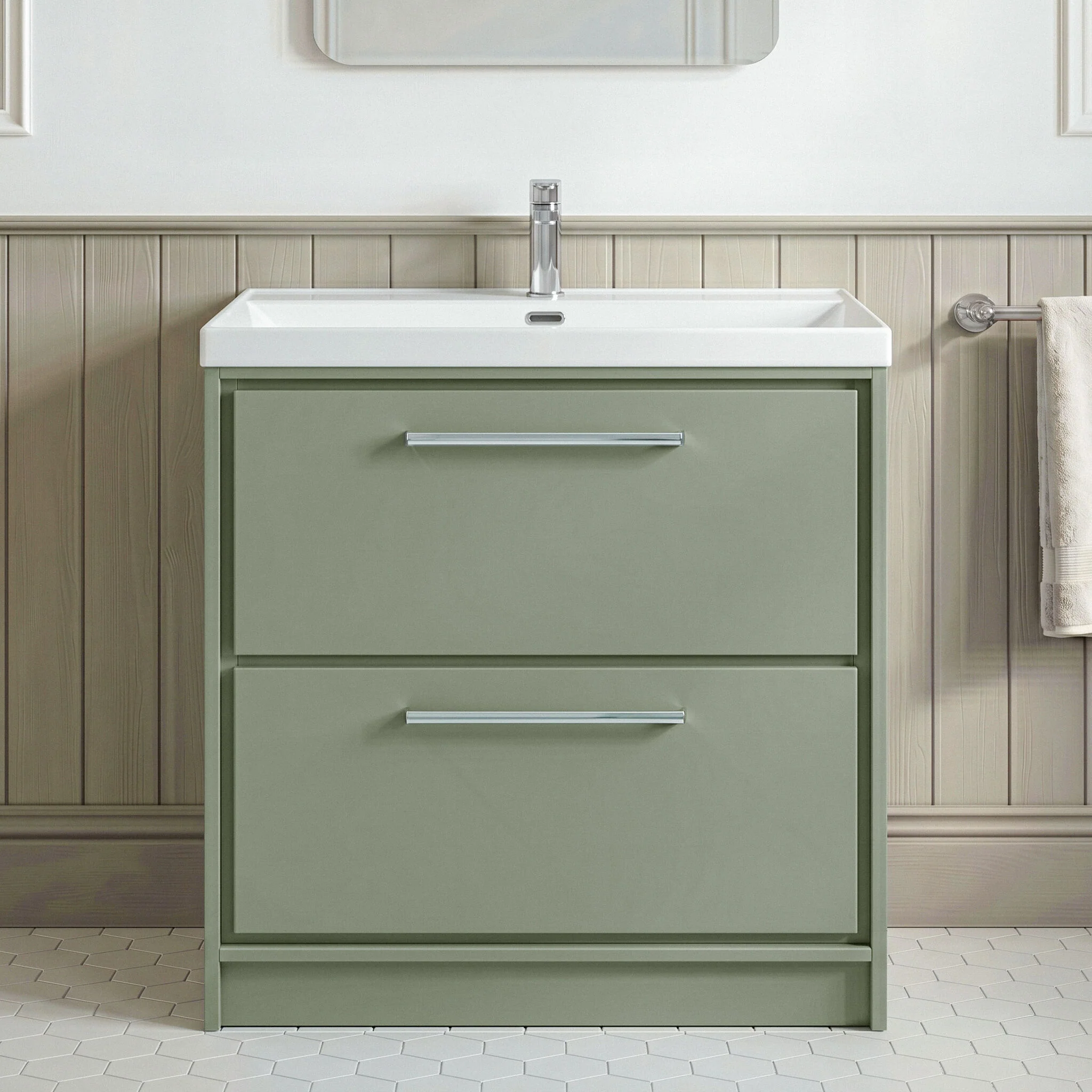Longnor Floor Standing 2 Drawer Vanity Unit - Choice of Colour, Basin Type and Size - Image 8