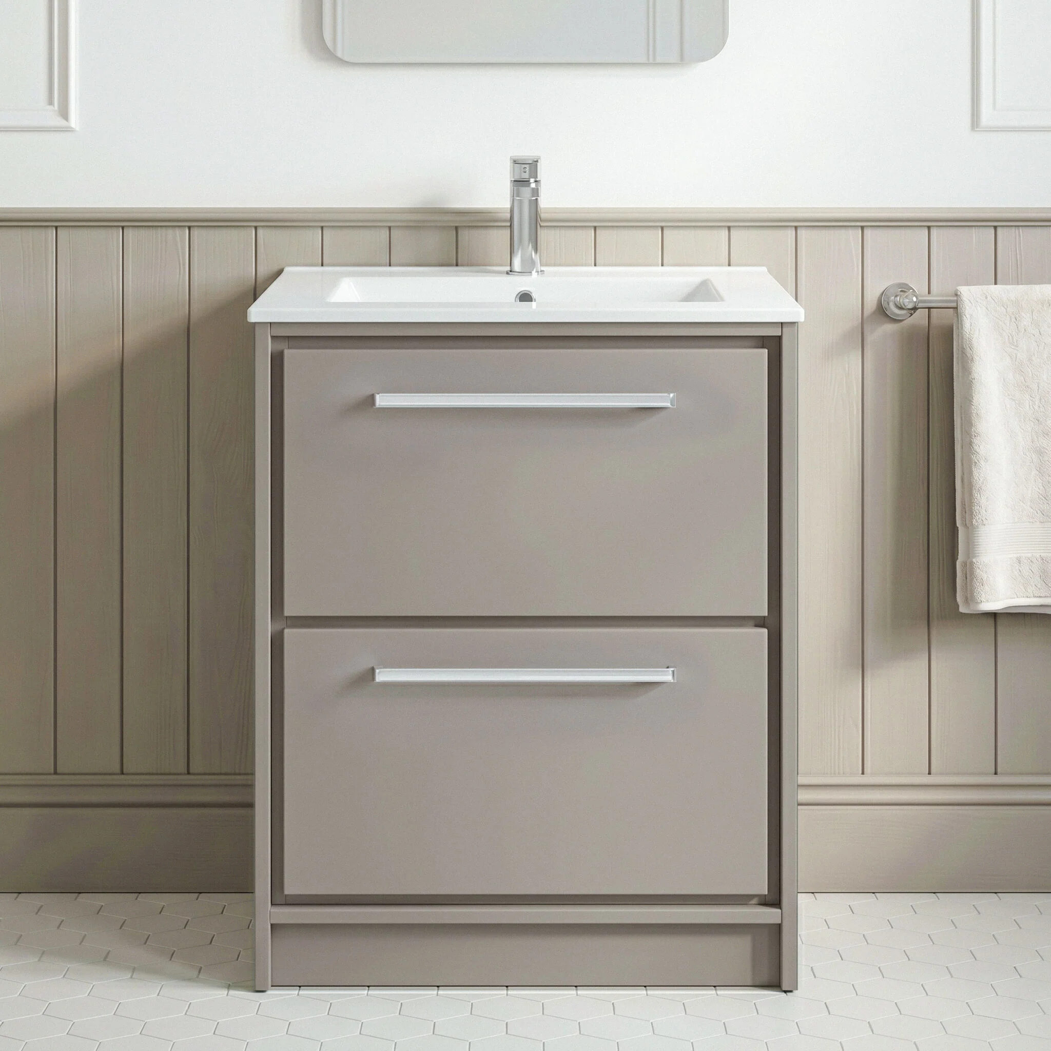 Longnor Floor Standing 2 Drawer Vanity Unit - Choice of Colour, Basin Type and Size - Image 9