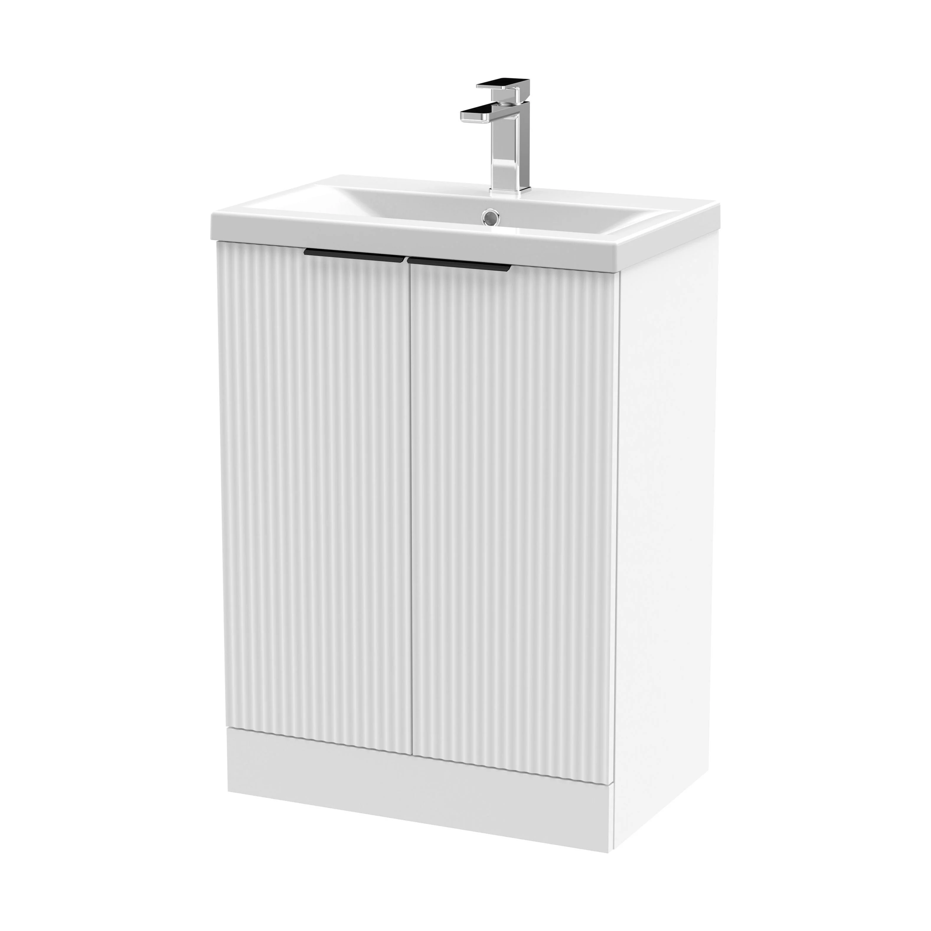 Tixall Fluted Front Floor Standing Vanity Basin Unit with Choice of Size, Colour and Handle Options - Image 109