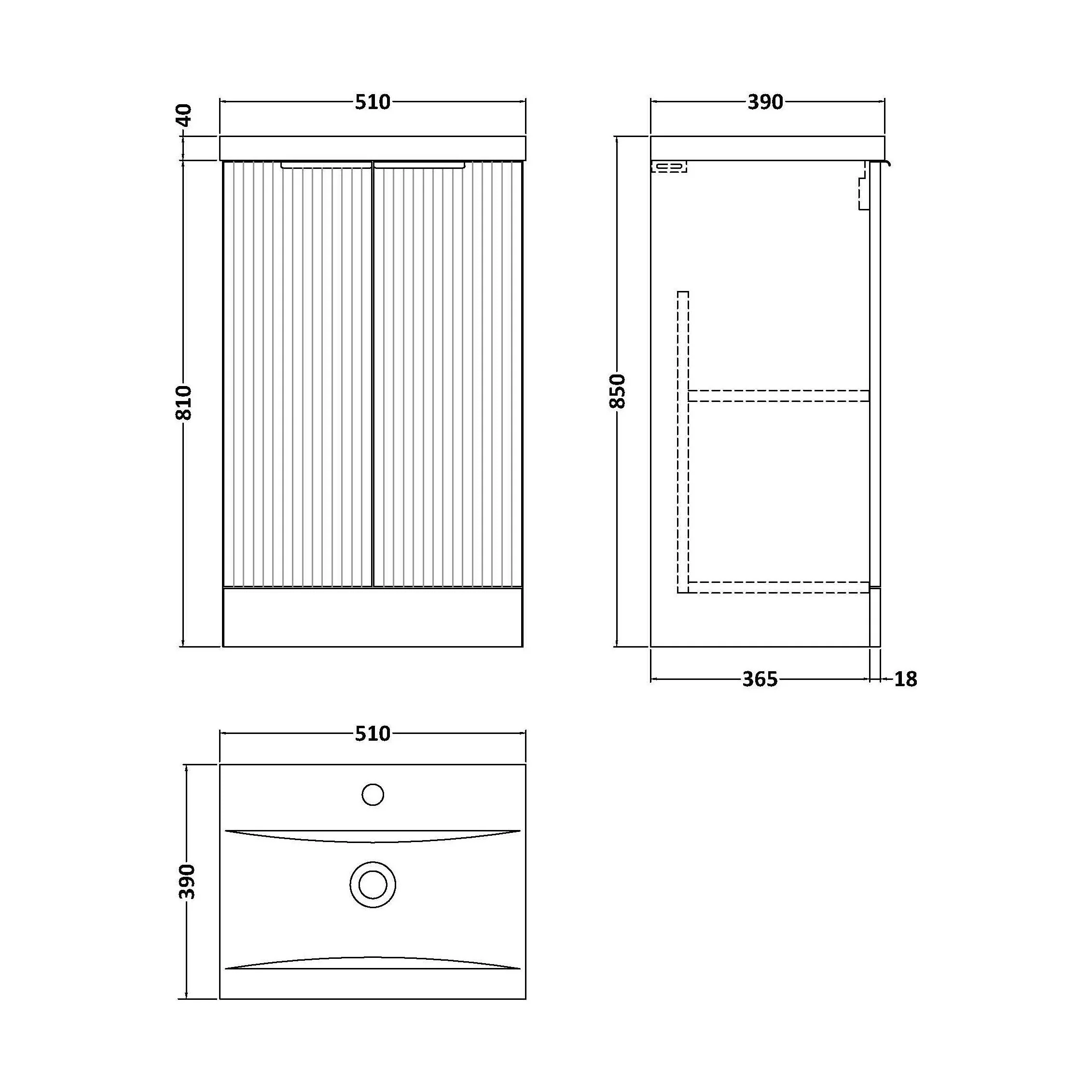 Tixall Fluted Front Floor Standing Vanity Basin Unit with Choice of Size, Colour and Handle Options - Image 135