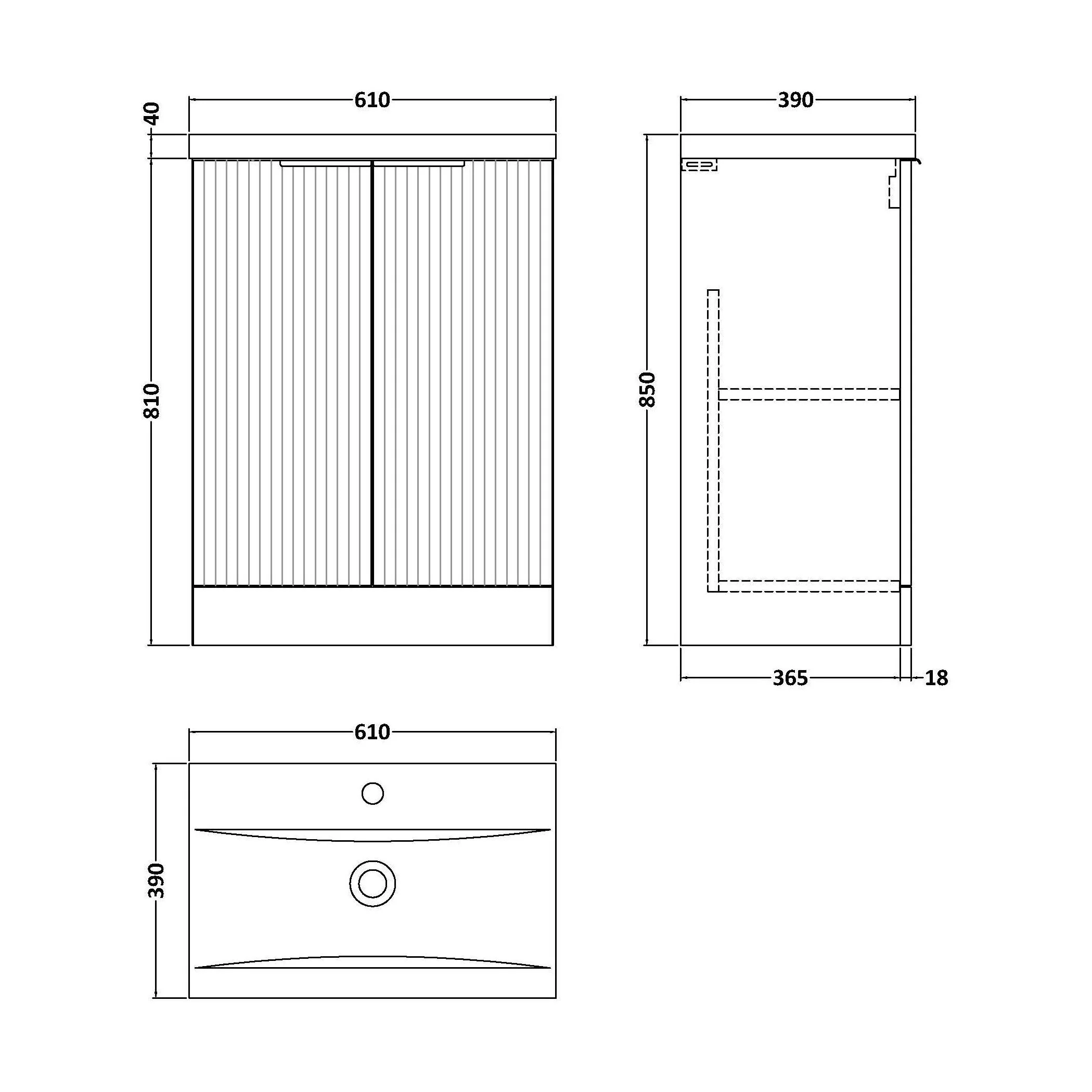 Tixall Fluted Front Floor Standing Vanity Basin Unit with Choice of Size, Colour and Handle Options - Image 139