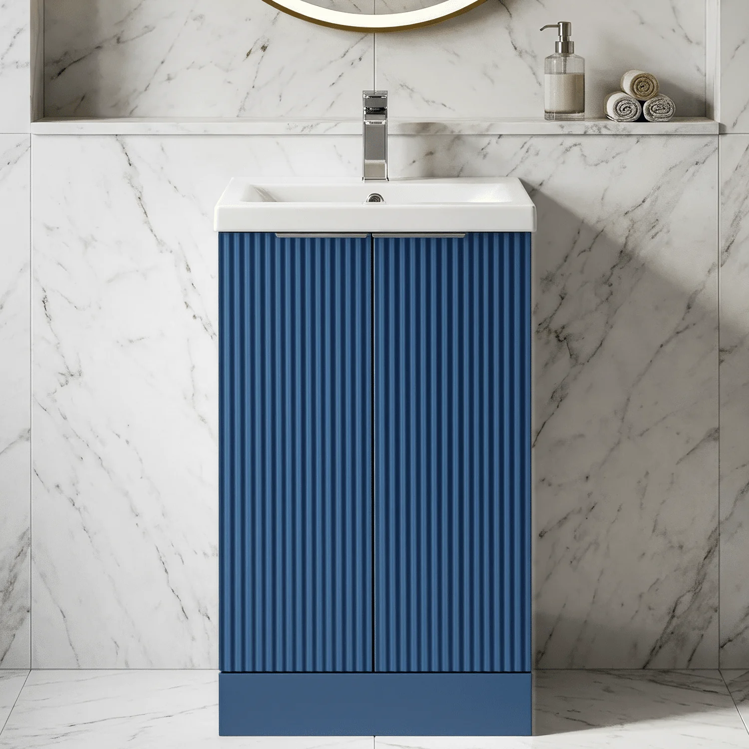Tixall Fluted Front Floor Standing Vanity Basin Unit with Choice of Size, Colour and Handle Options - Image 14