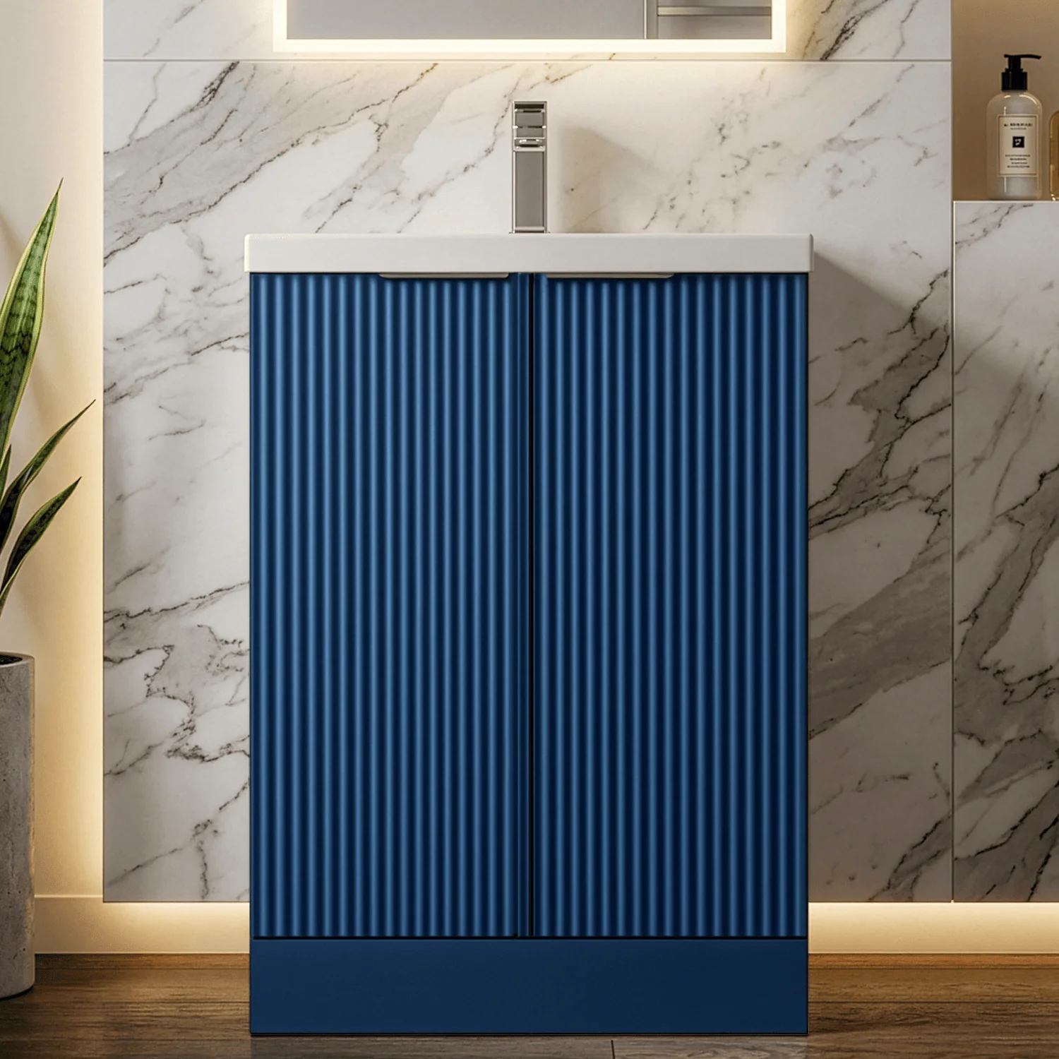 Tixall Fluted Front Floor Standing Vanity Basin Unit with Choice of Size, Colour and Handle Options - Image 15