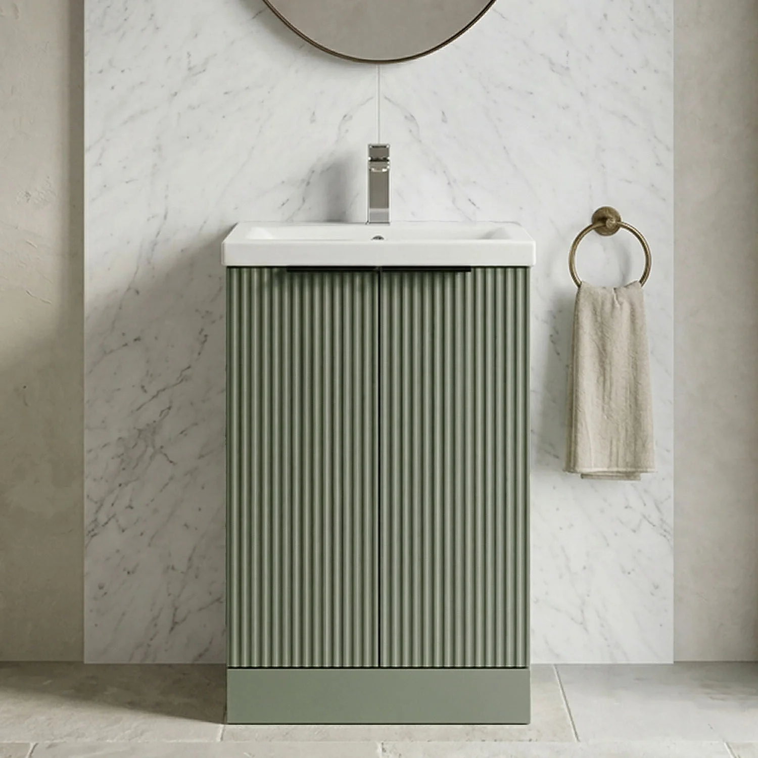 Tixall Fluted Front Floor Standing Vanity Basin Unit with Choice of Size, Colour and Handle Options - Image 17