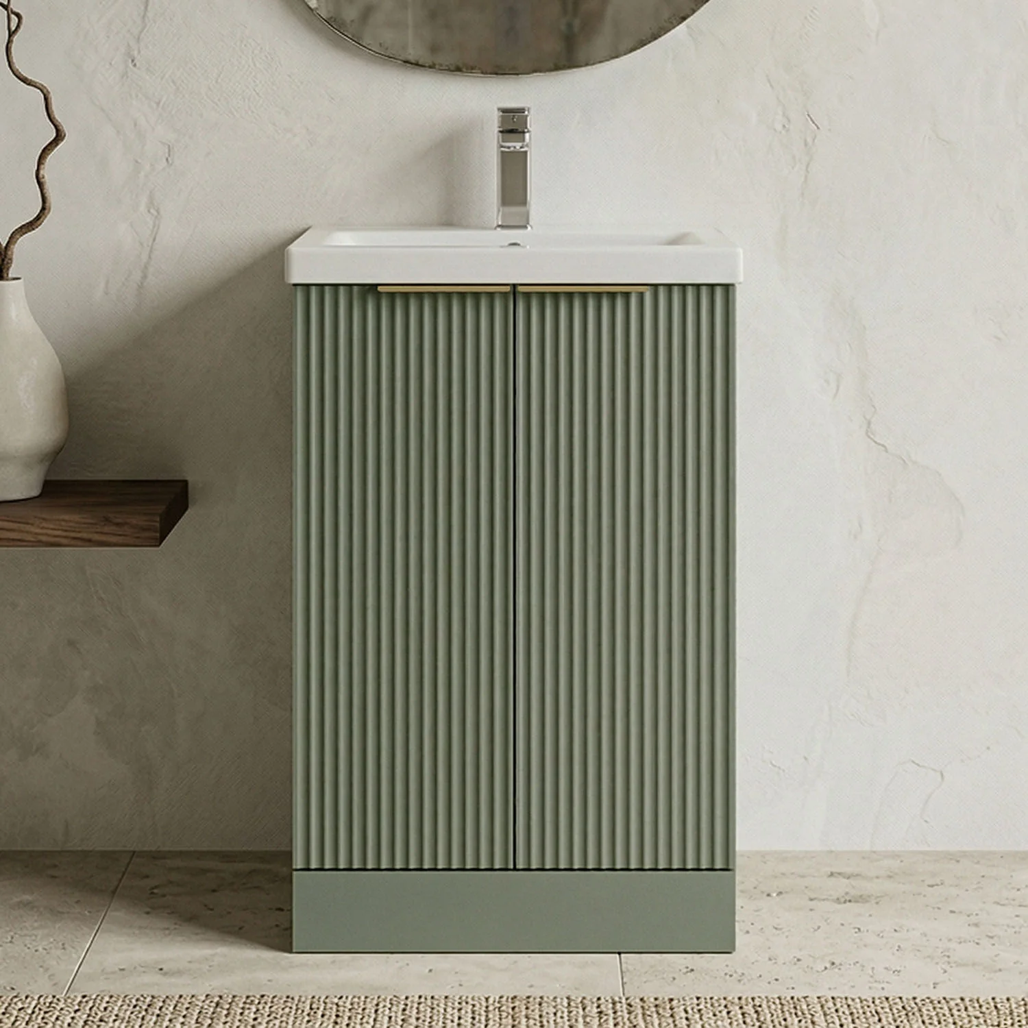 Tixall Fluted Front Floor Standing Vanity Basin Unit with Choice of Size, Colour and Handle Options - Image 18
