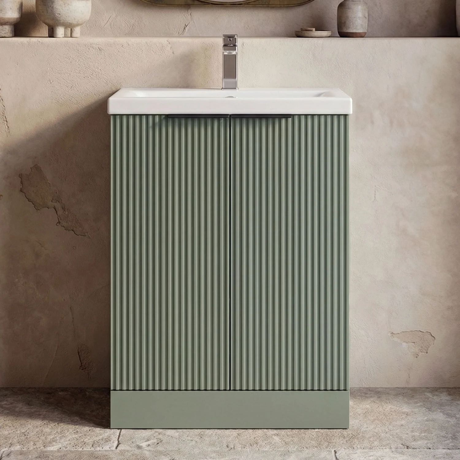 Tixall Fluted Front Floor Standing Vanity Basin Unit with Choice of Size, Colour and Handle Options - Image 19