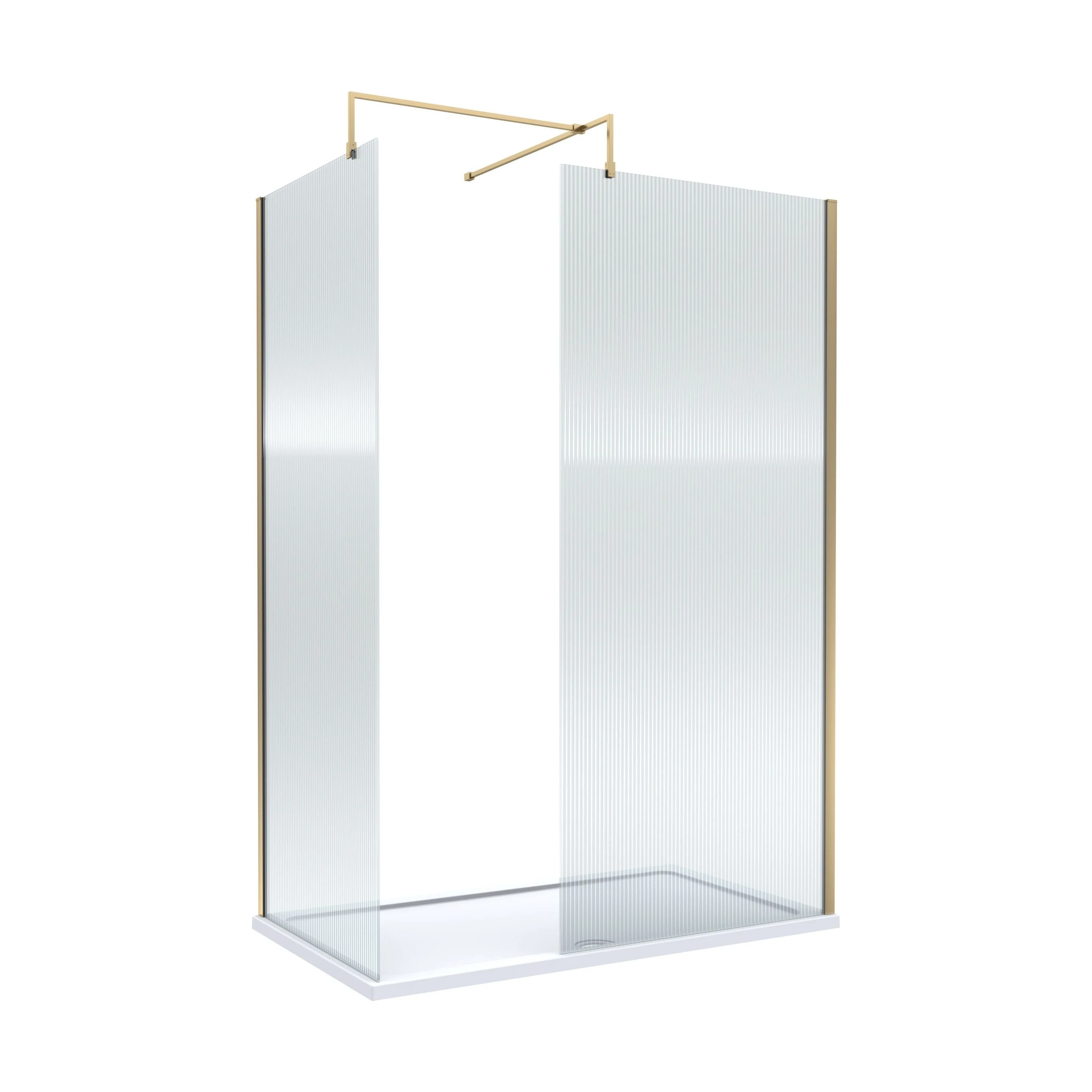 Contemporary Fluted Glass Walk In Wetroom Screens and Shower Tray - Choice of Finish - Image 6