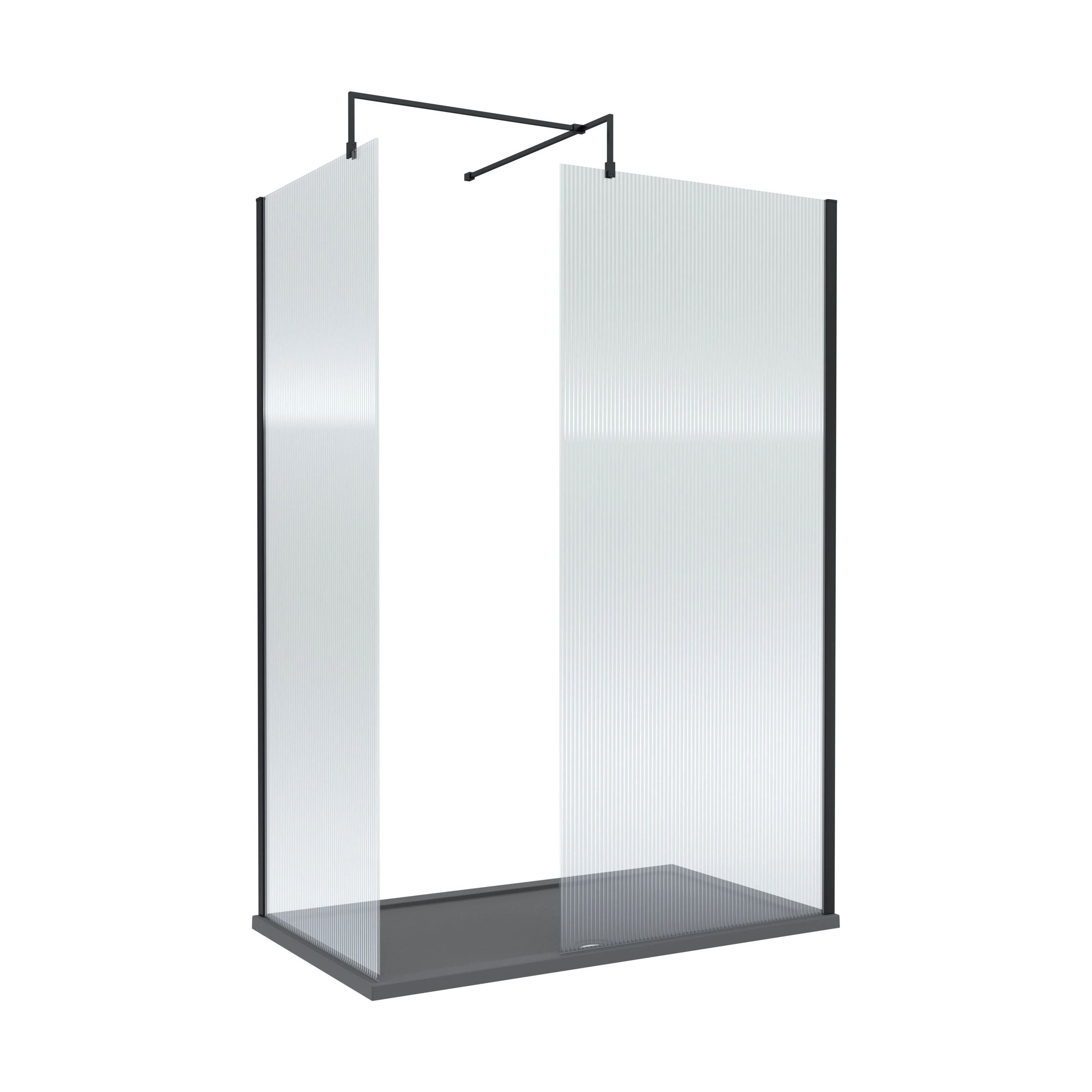 Contemporary Fluted Glass Walk In Wetroom Screens and Shower Tray - Choice of Finish - Image 8