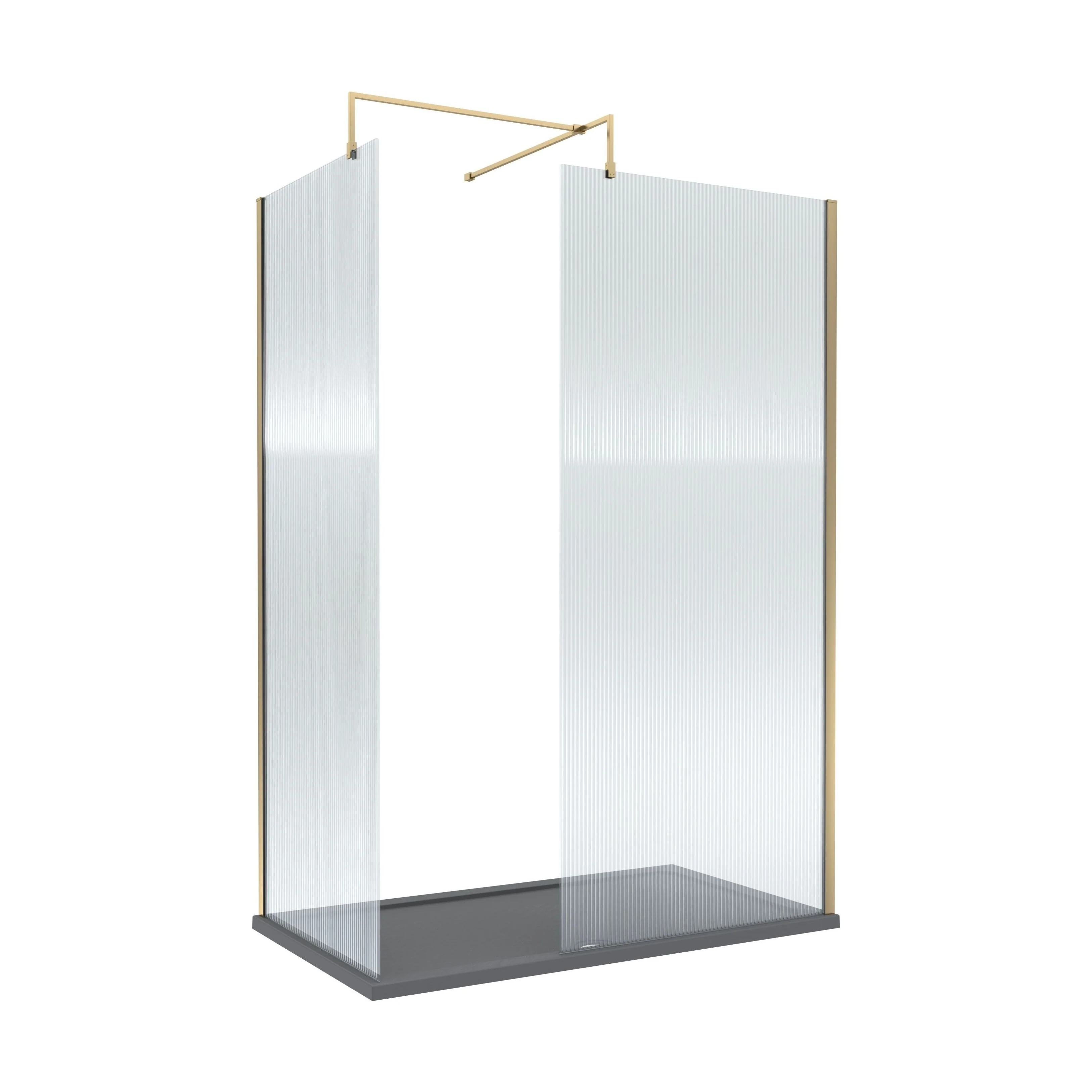 Contemporary Fluted Glass Walk In Wetroom Screens and Shower Tray - Choice of Finish - Image 9