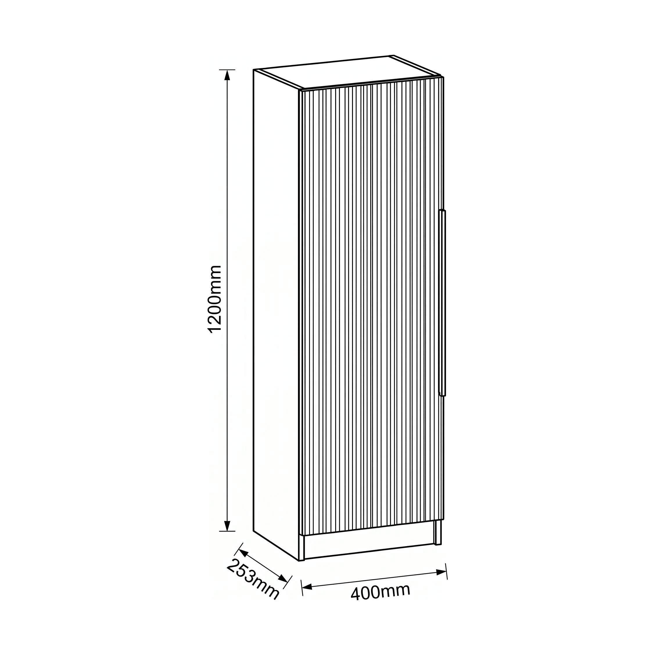Tixall Fluted Wall Hung Tall Bathroom Storage Unit, 400mm, Multiple Colours and Handle Options - Image 62