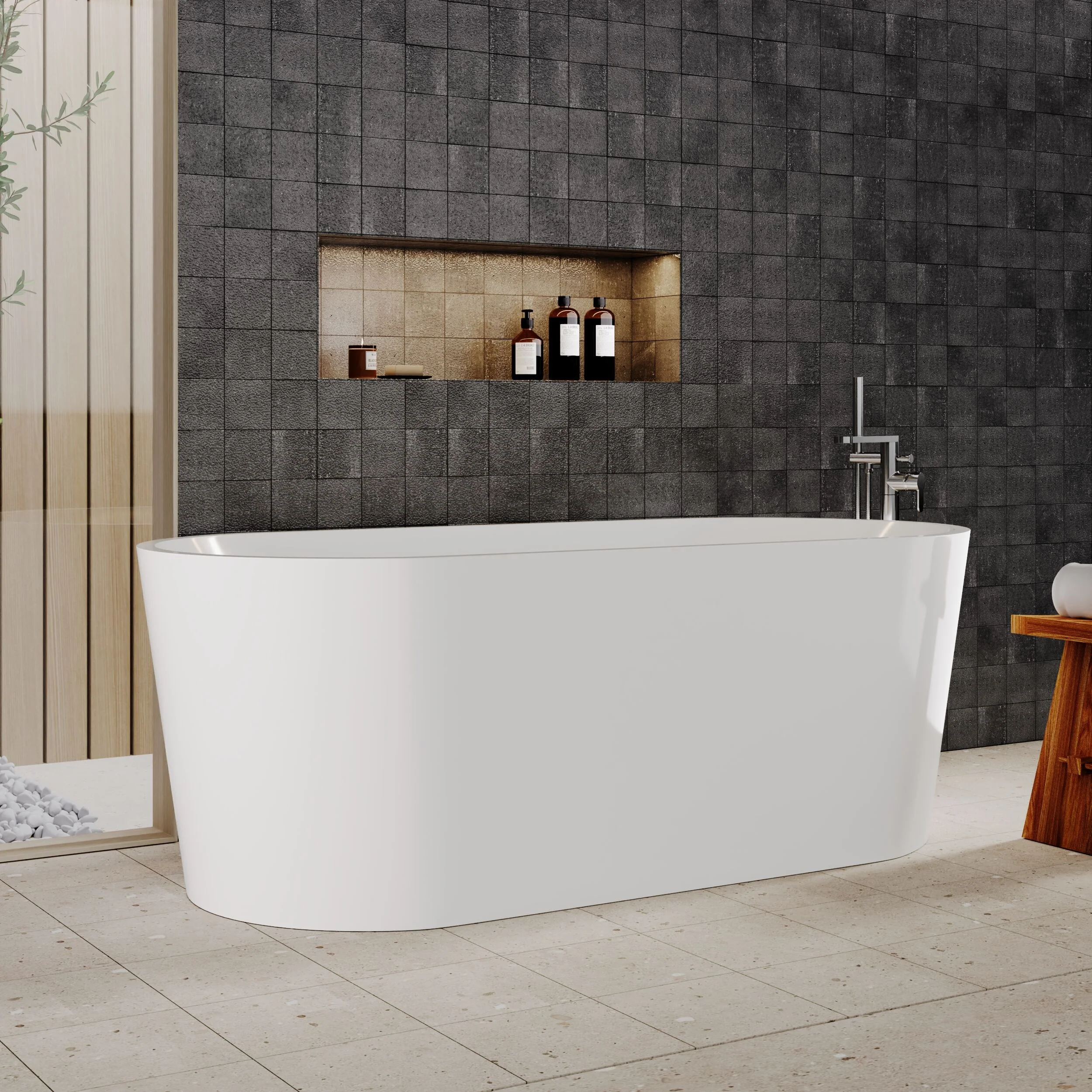 Contemporary Oval Freestanding Double Ended Bath - Choice of Size - Image 10