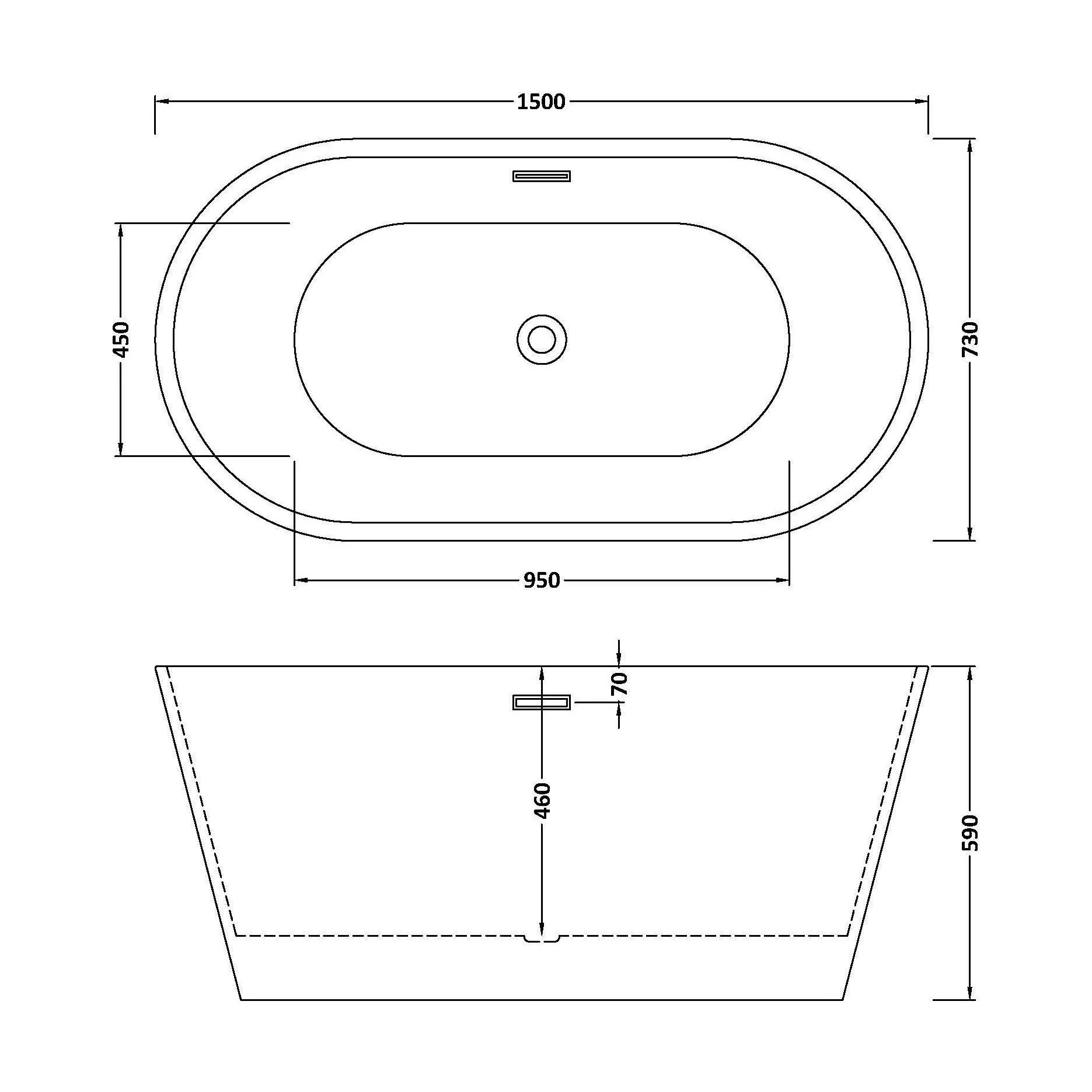 Contemporary Oval Freestanding Double Ended Bath - Choice of Size - Image 14