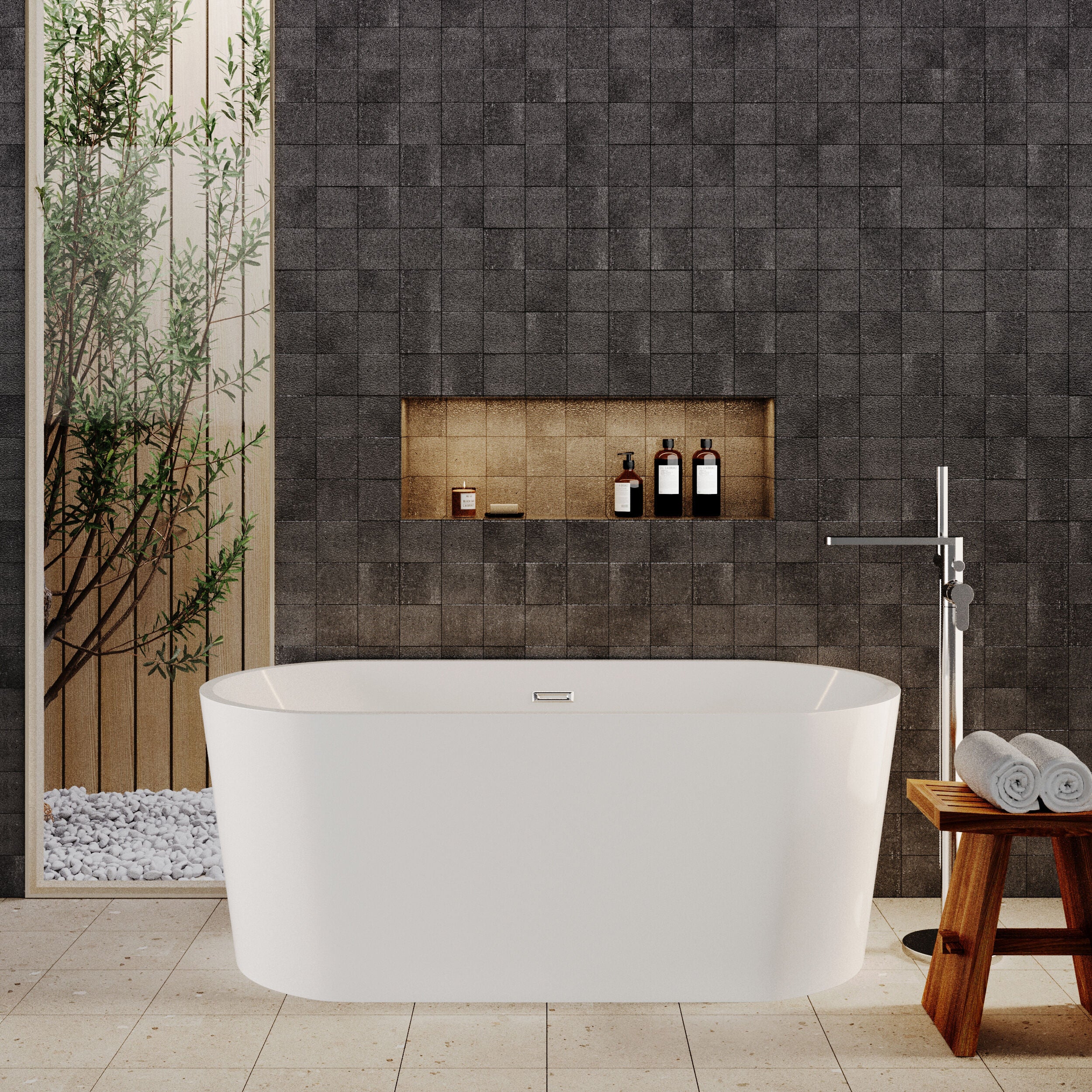 Contemporary Oval Freestanding Double Ended Bath - Choice of Size - Image 2