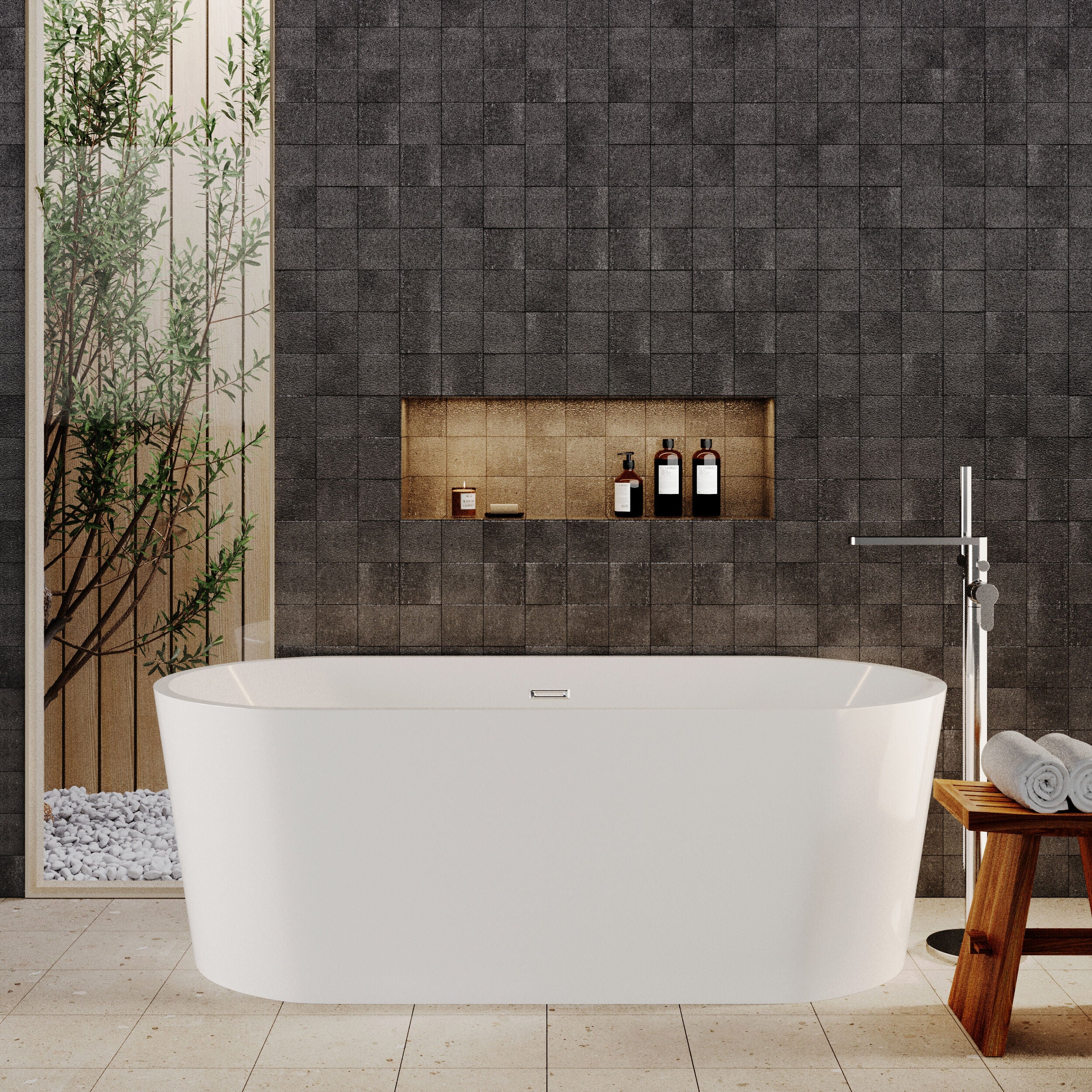 Contemporary Oval Freestanding Double Ended Bath - Choice of Size - Image 4