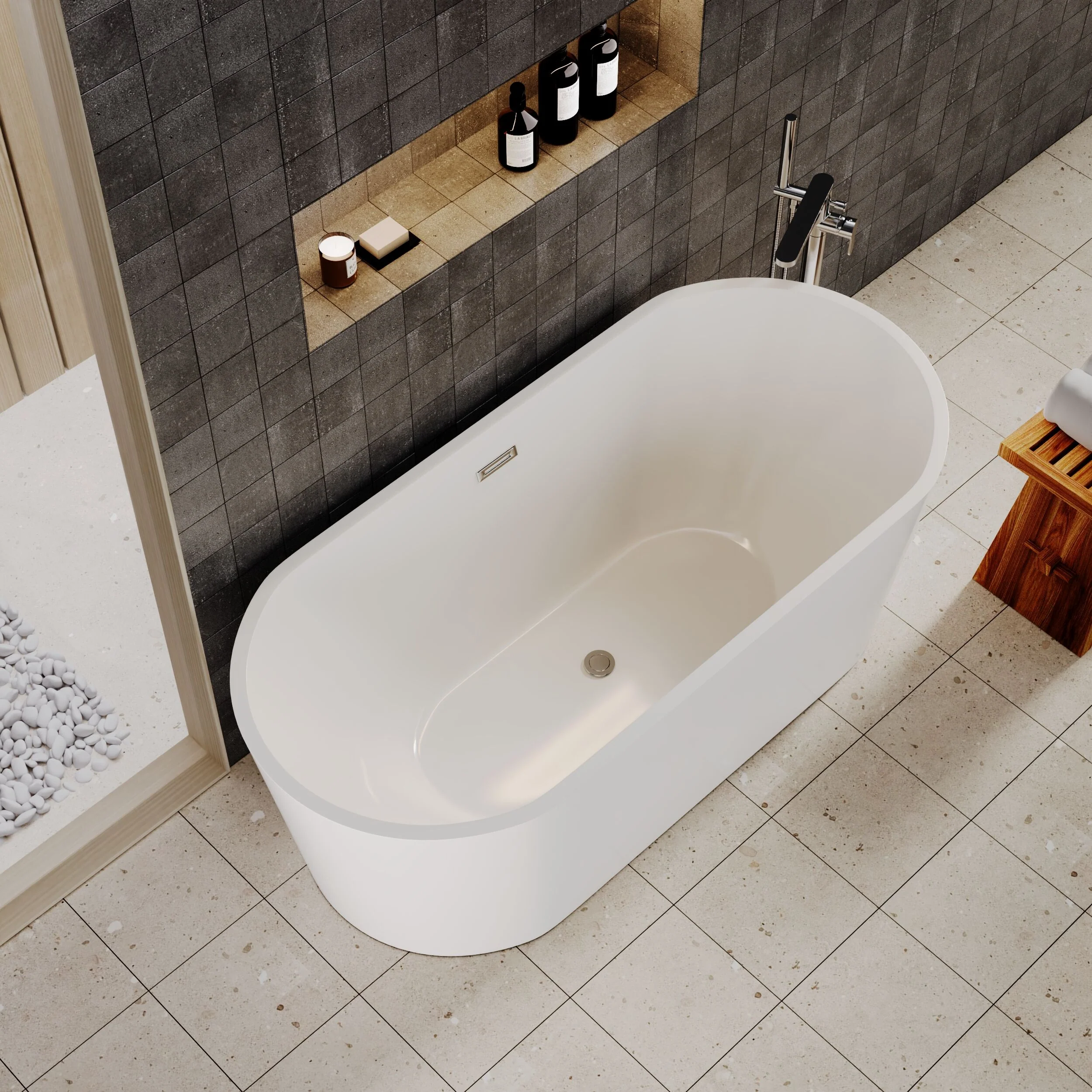 Contemporary Oval Freestanding Double Ended Bath - Choice of Size - Image 5