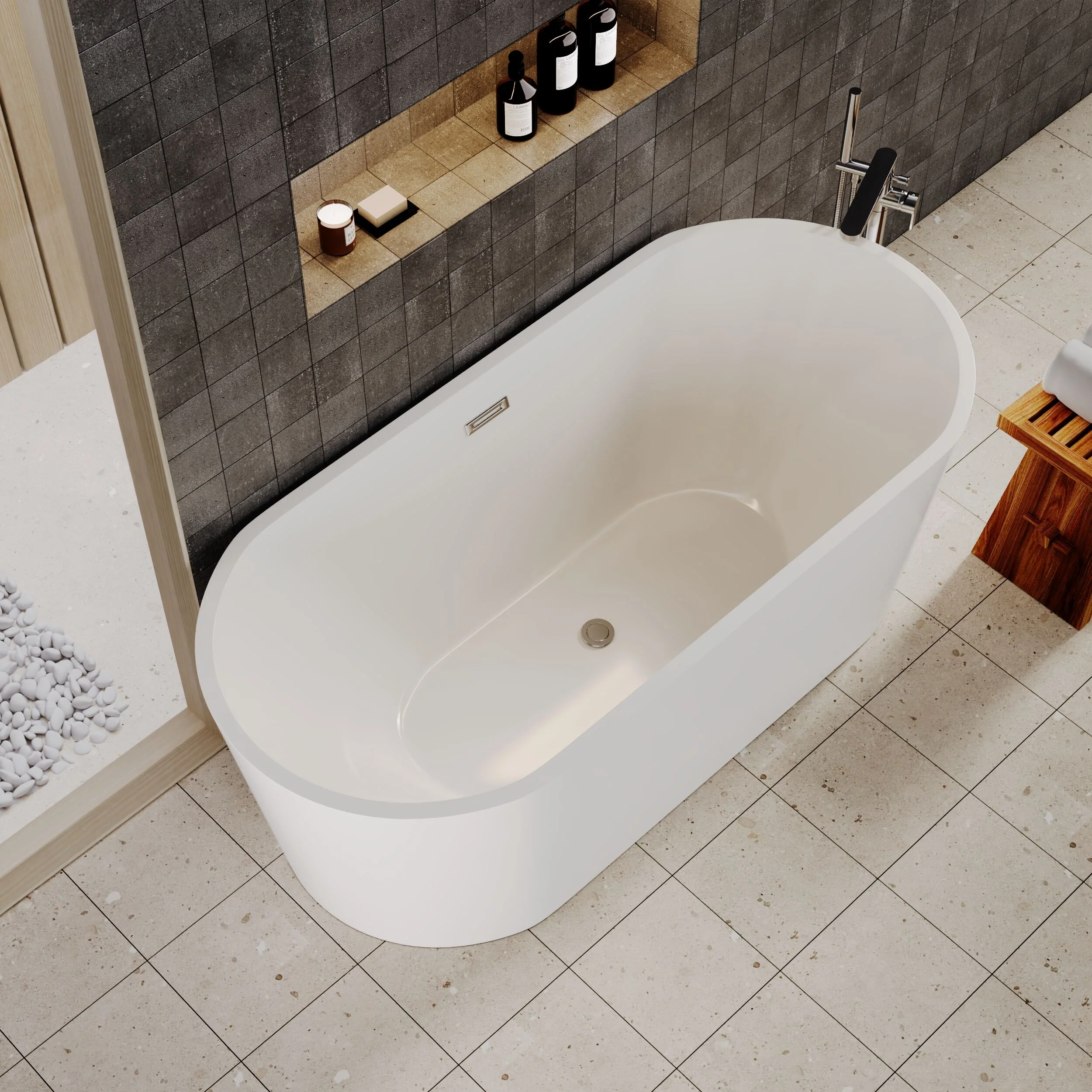 Contemporary Oval Freestanding Double Ended Bath - Choice of Size - Image 6