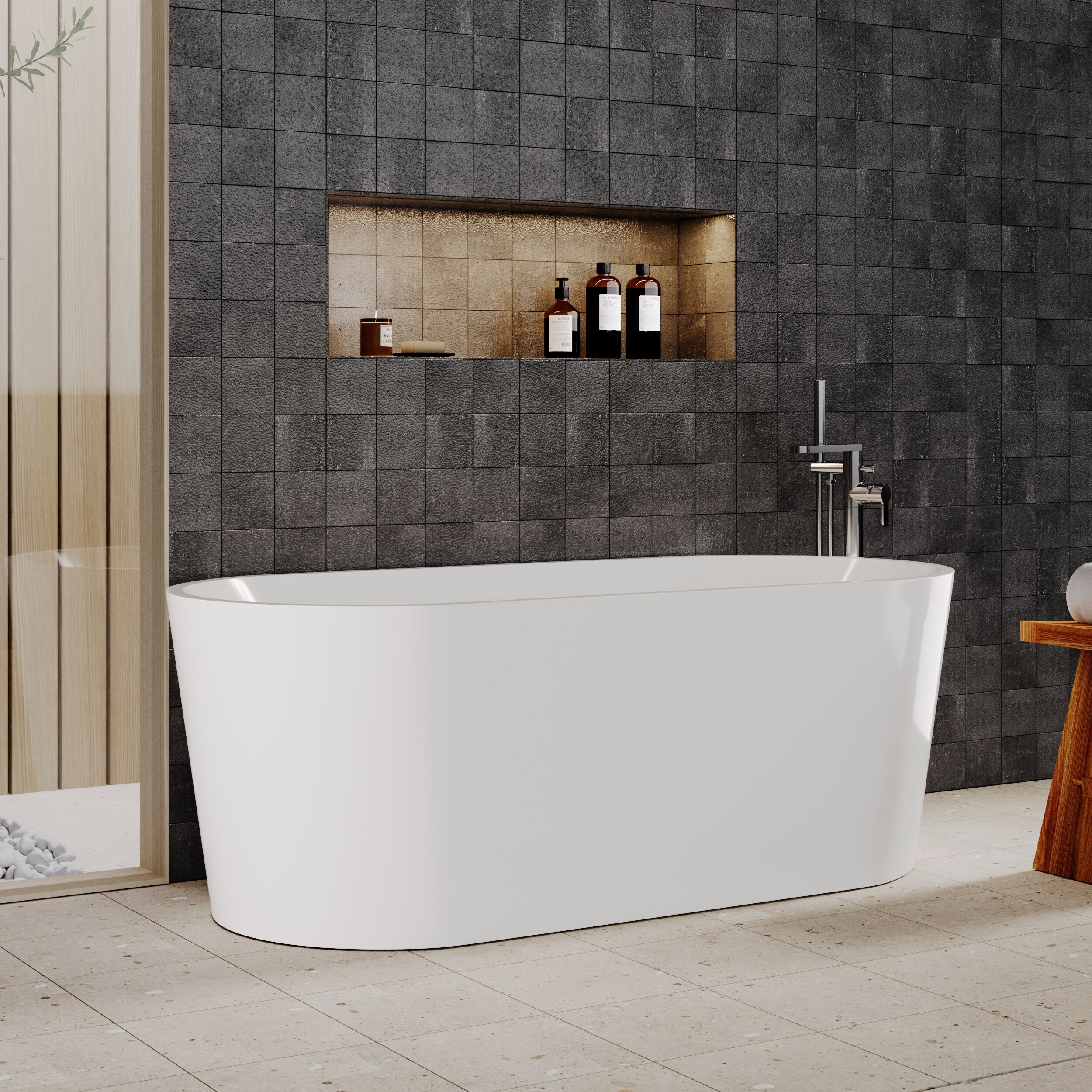 Contemporary Oval Freestanding Double Ended Bath - Choice of Size - Image 8