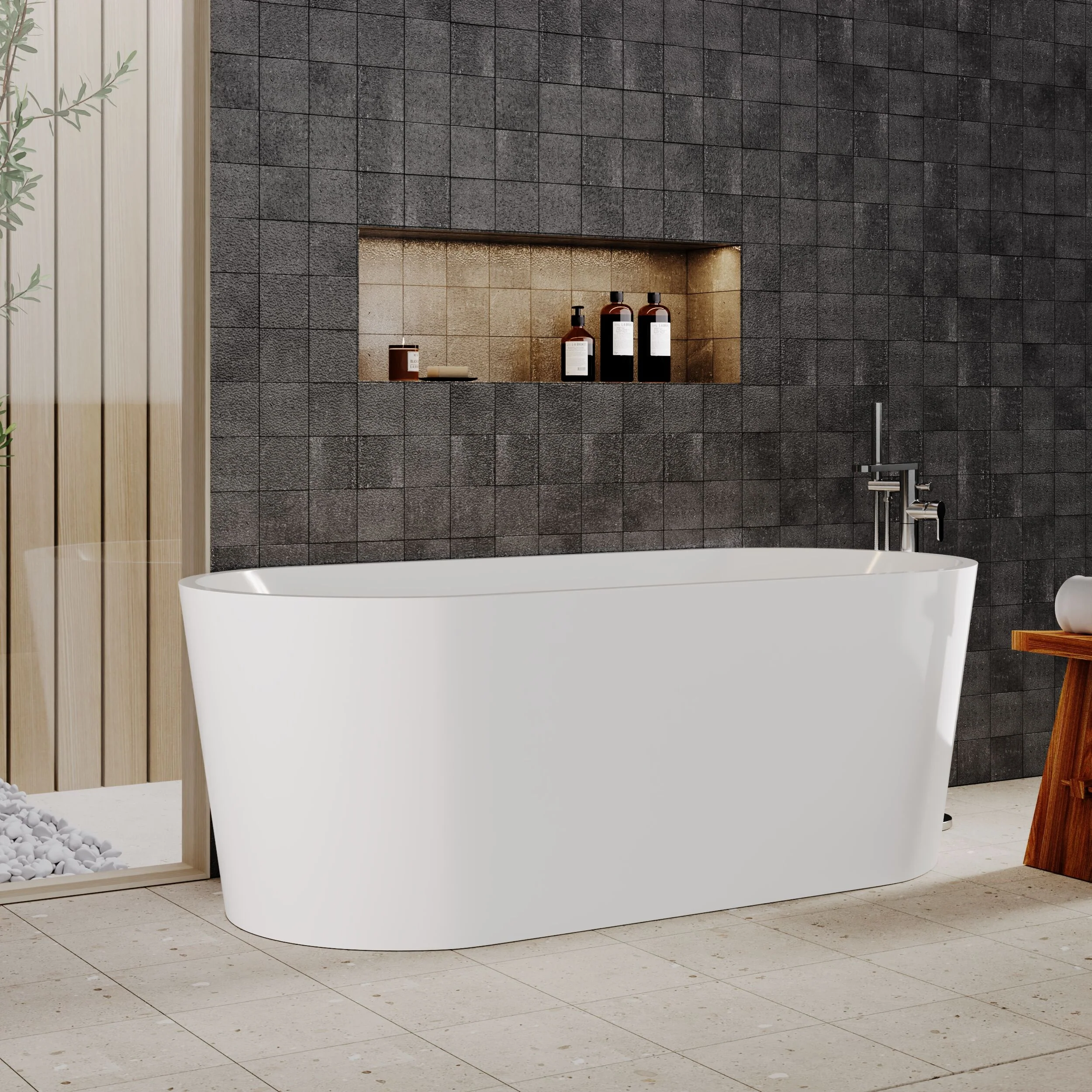 Contemporary Oval Freestanding Double Ended Bath - Choice of Size - Image 9