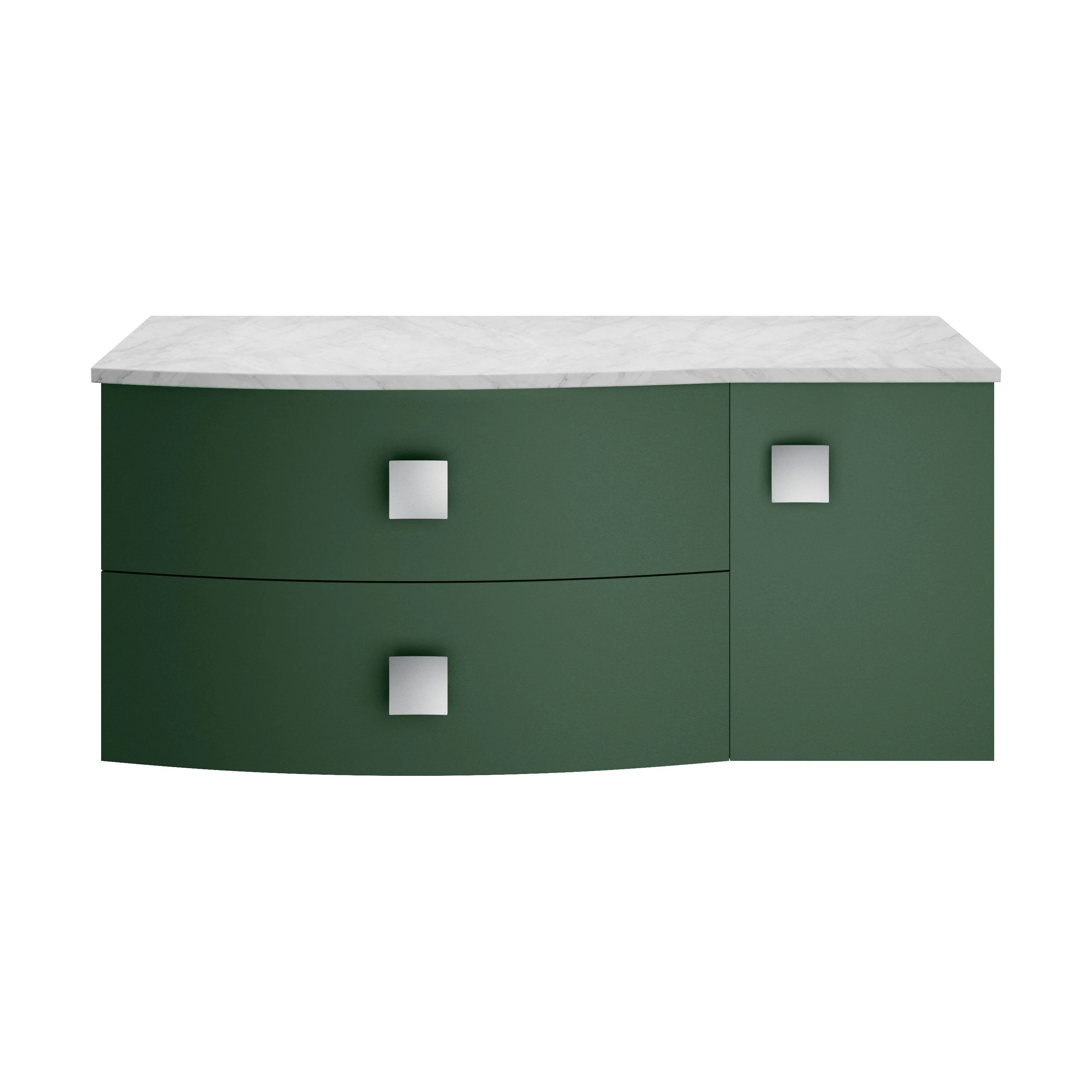 Gentleshaw Contemporary 1 Drawer Left-Hand Wall Hung Vanity Unit with Marble Worktop, Hunter Green, 1000mm
