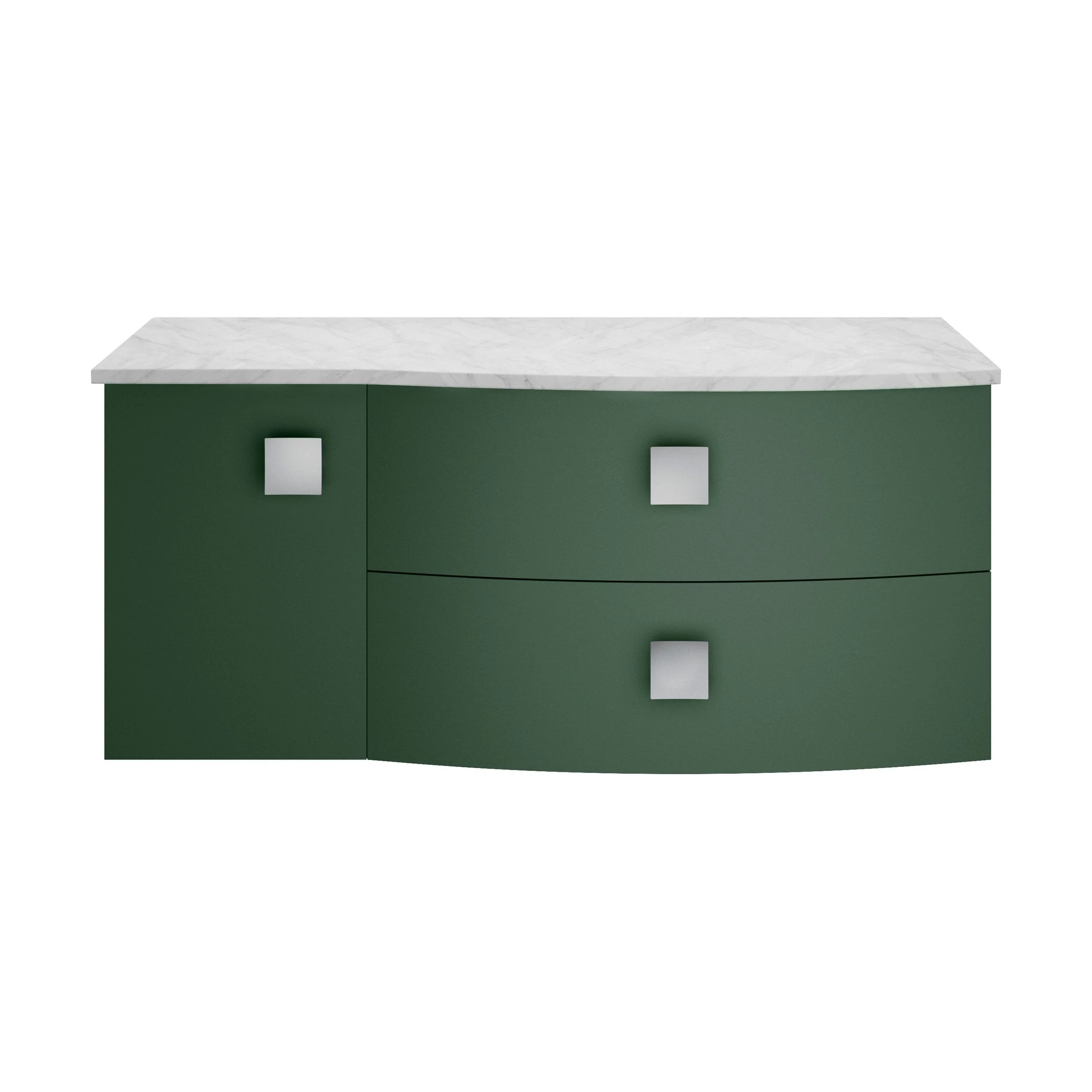 Gentleshaw Contemporary 1 Drawer Right-Hand Wall Hung Vanity Unit with Marble Worktop, Hunter Green, 1000mm