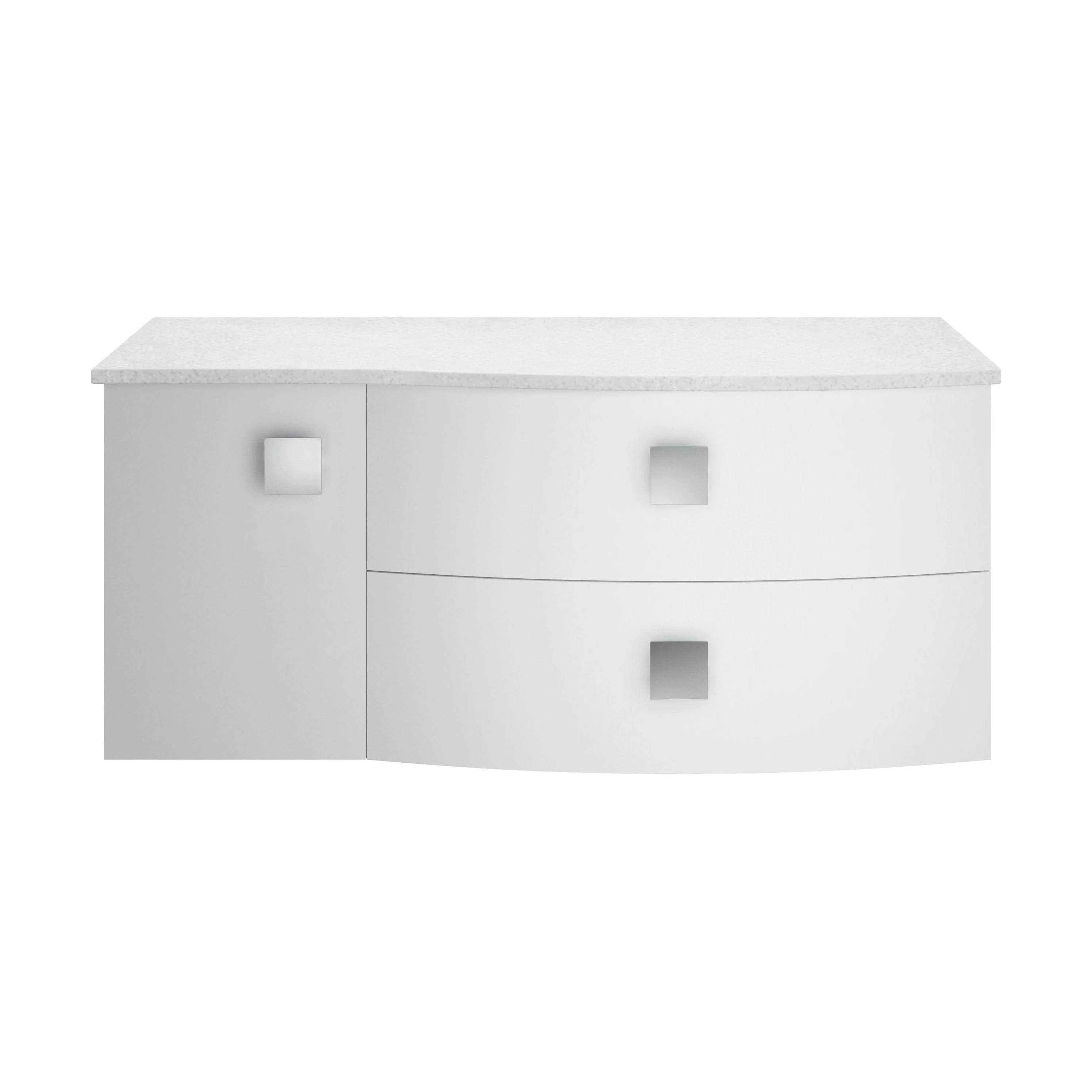 Gentleshaw Contemporary 2 Drawer Right-Hand Wall Hung Vanity Unit with White Marble Worktop, Moon White, 1000mm