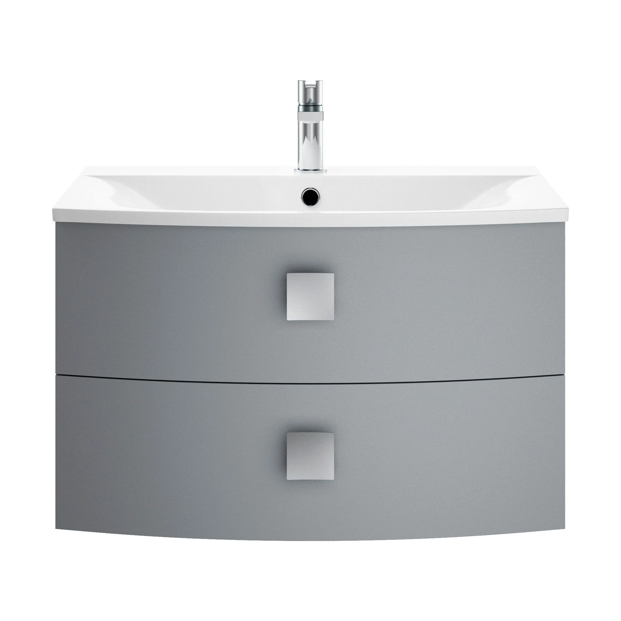 Gentleshaw Contemporary 2 Drawer Wall Hung Vanity Unit with Curved Basin, Dove Grey, 700mm