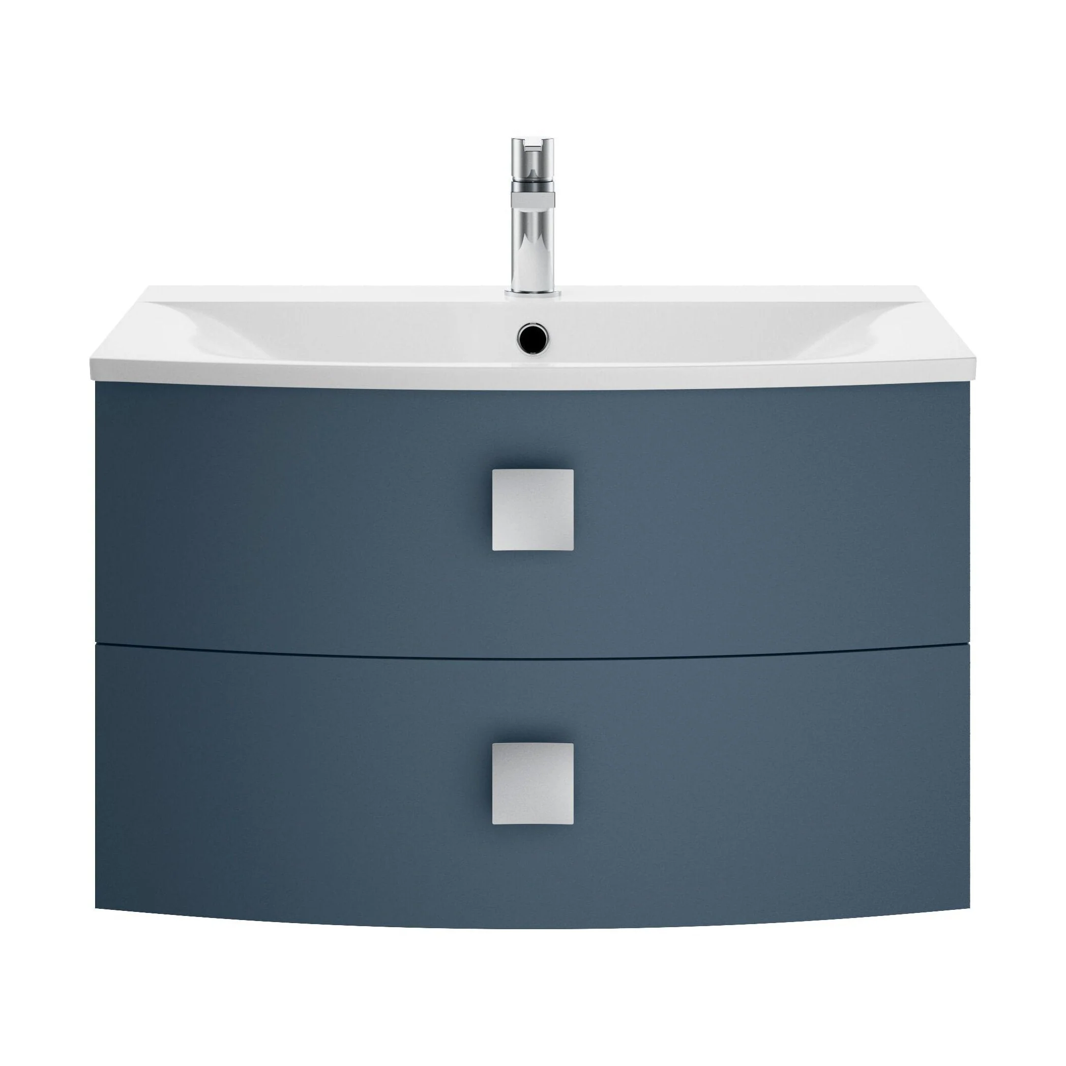 Gentleshaw Contemporary 2 Drawer Wall Hung Vanity Unit with Curved Basin, Mineral Blue, 700mm