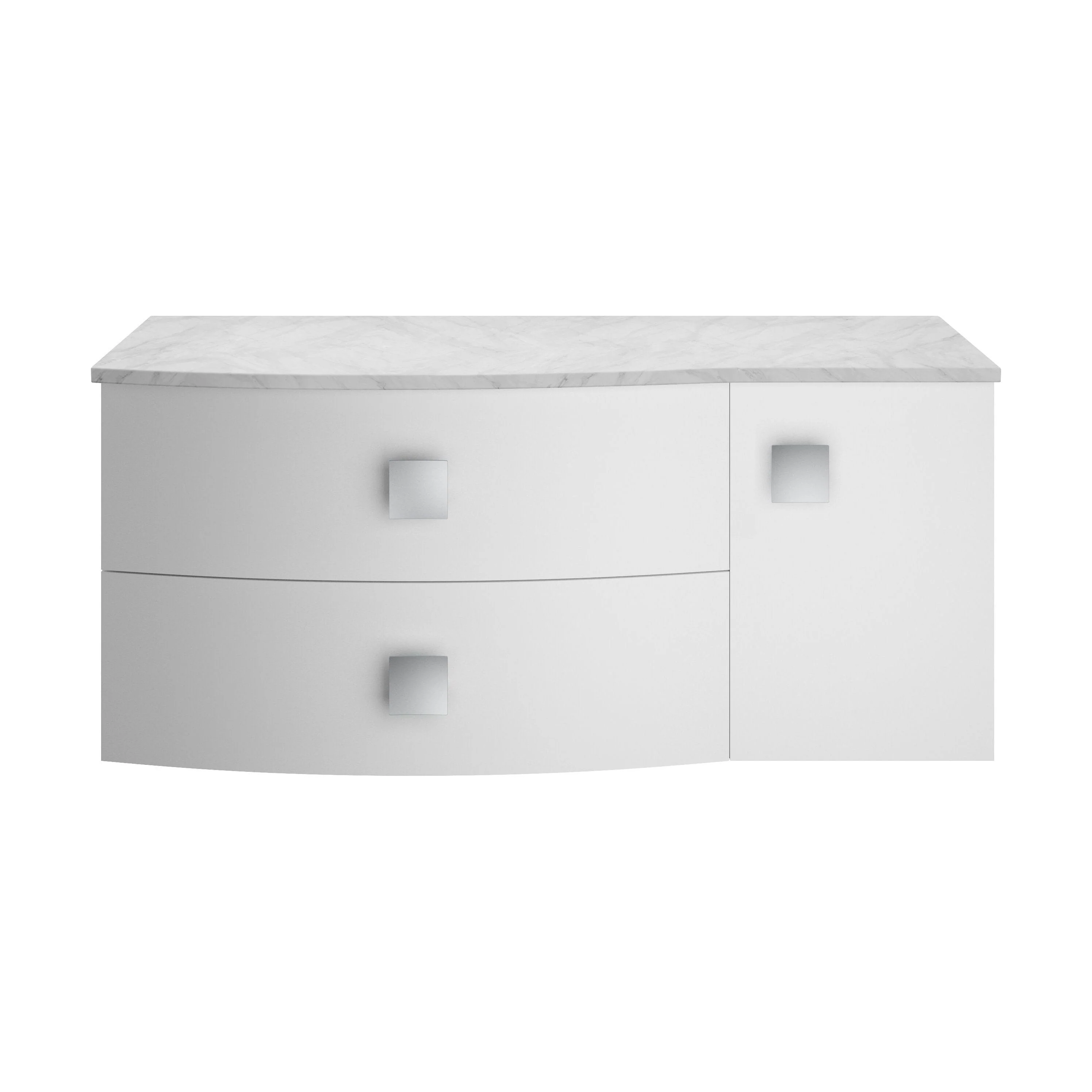 Gentleshaw Contemporary Left-Hand Wall Hung Vanity Unit with Grey Marble Worktop, Moon White, 1000mm