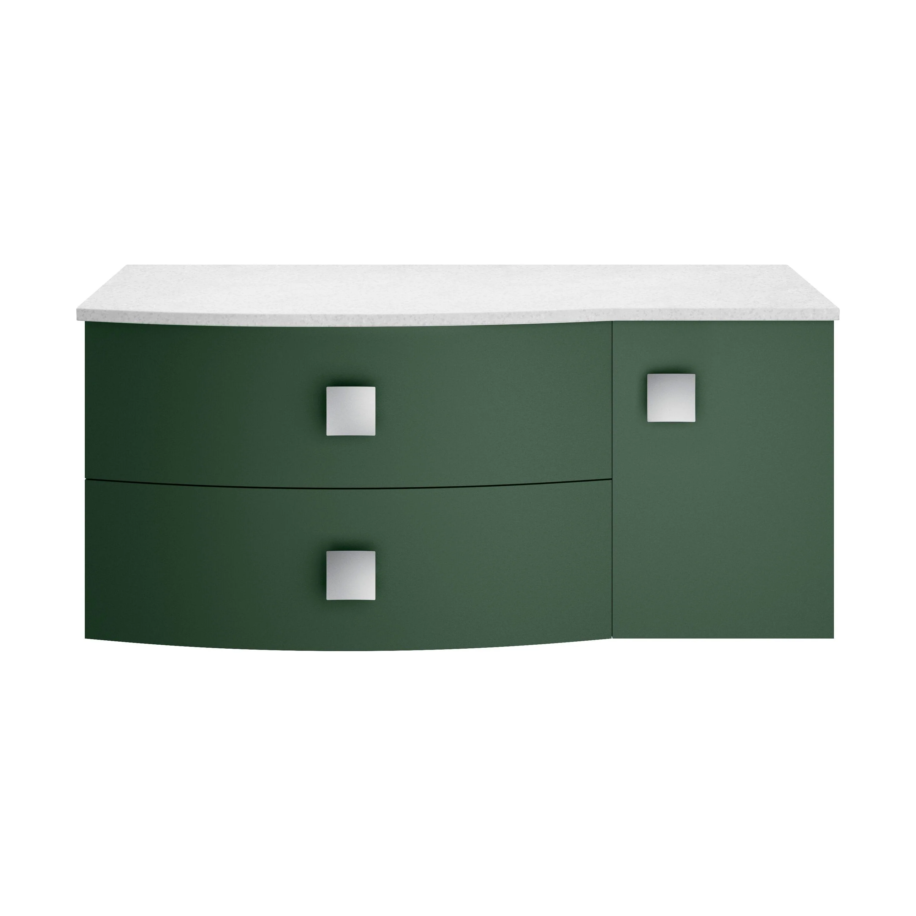 Gentleshaw Contemporary Left-Hand Wall Hung Vanity Unit with Marble Worktop, Hunter Green, 1000mm