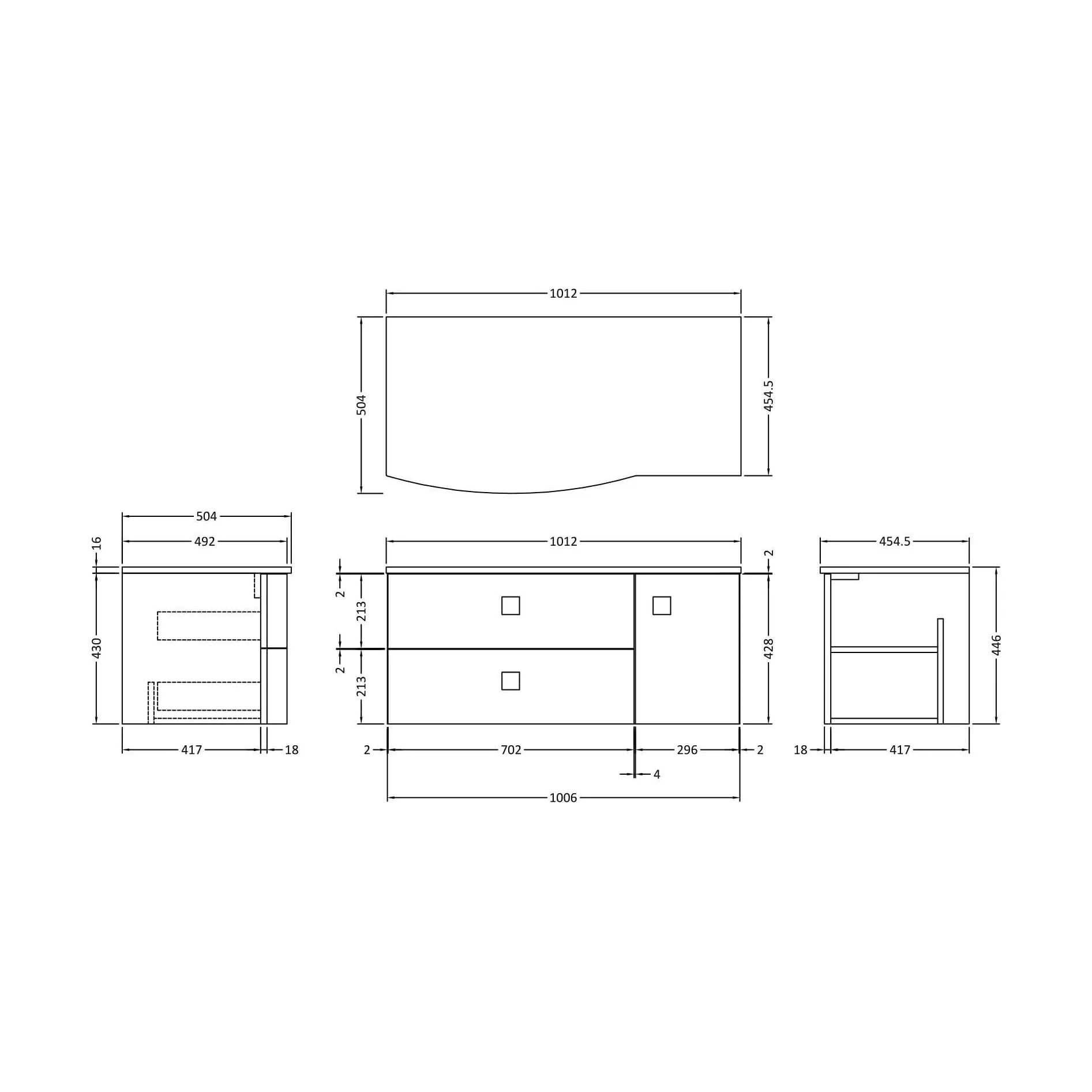 Gentleshaw Contemporary Left-Hand Wall Hung Vanity Unit with Marble Worktop, Hunter Green, 1000mm - Image 2