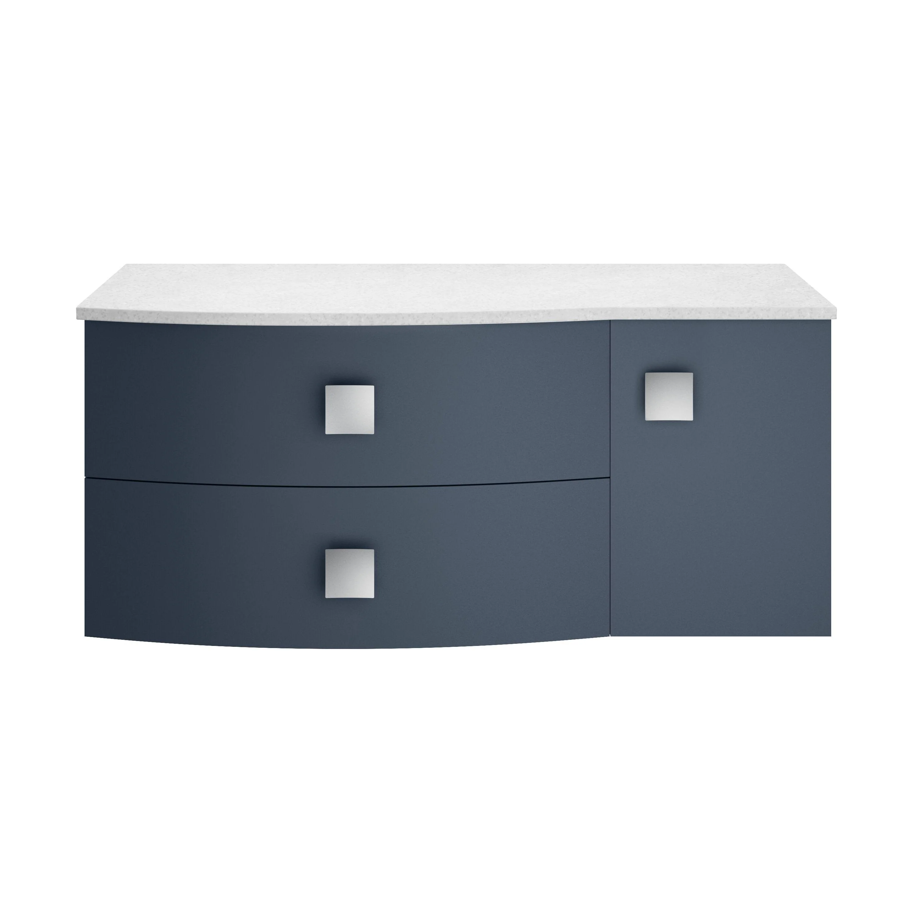 Gentleshaw Contemporary Left-Hand Wall Hung Vanity Unit with White Marble Worktop, Mineral Blue, 1000mm