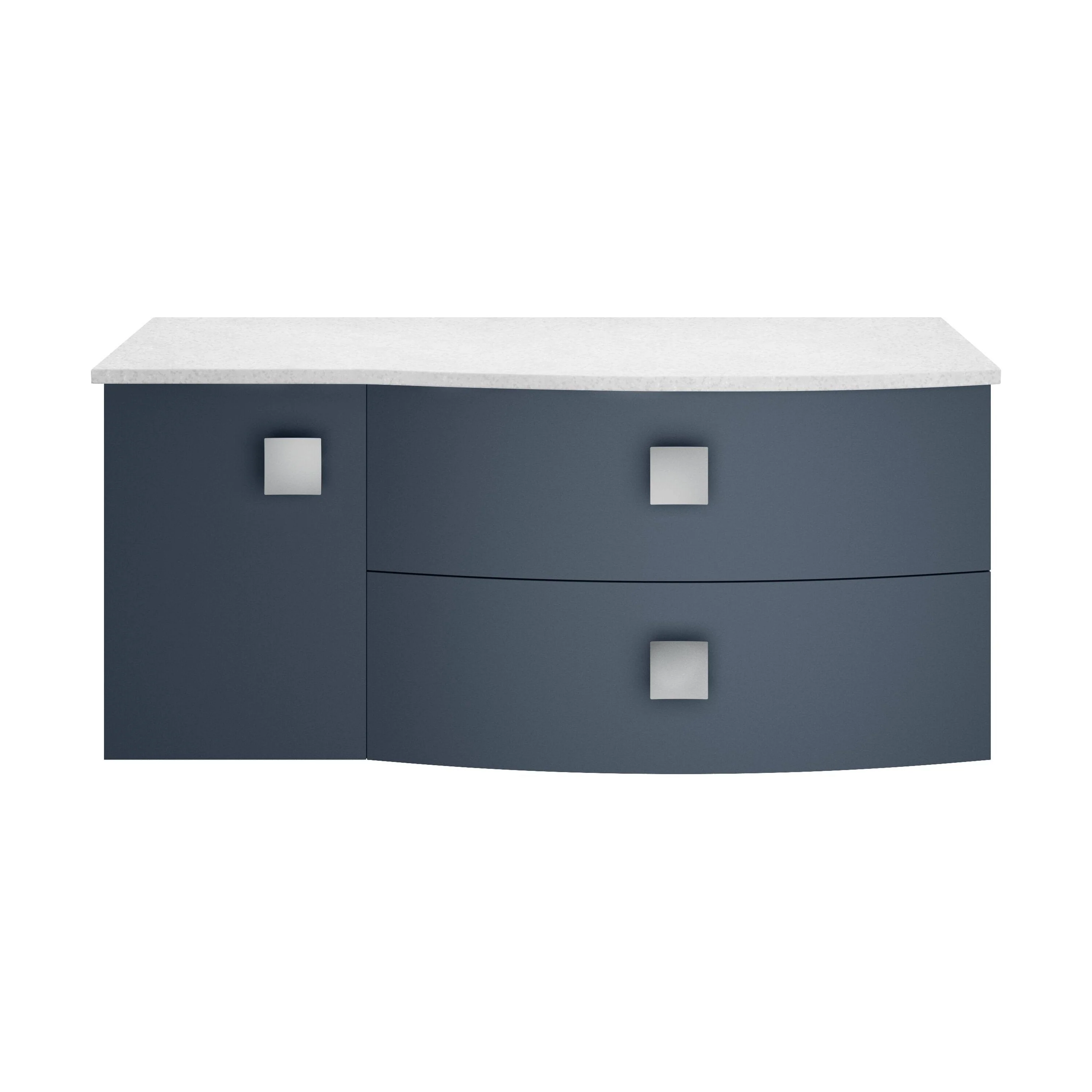 Gentleshaw Contemporary Right-Hand Wall Hung Vanity Unit with White Marble Worktop, Mineral Blue, 1000mm