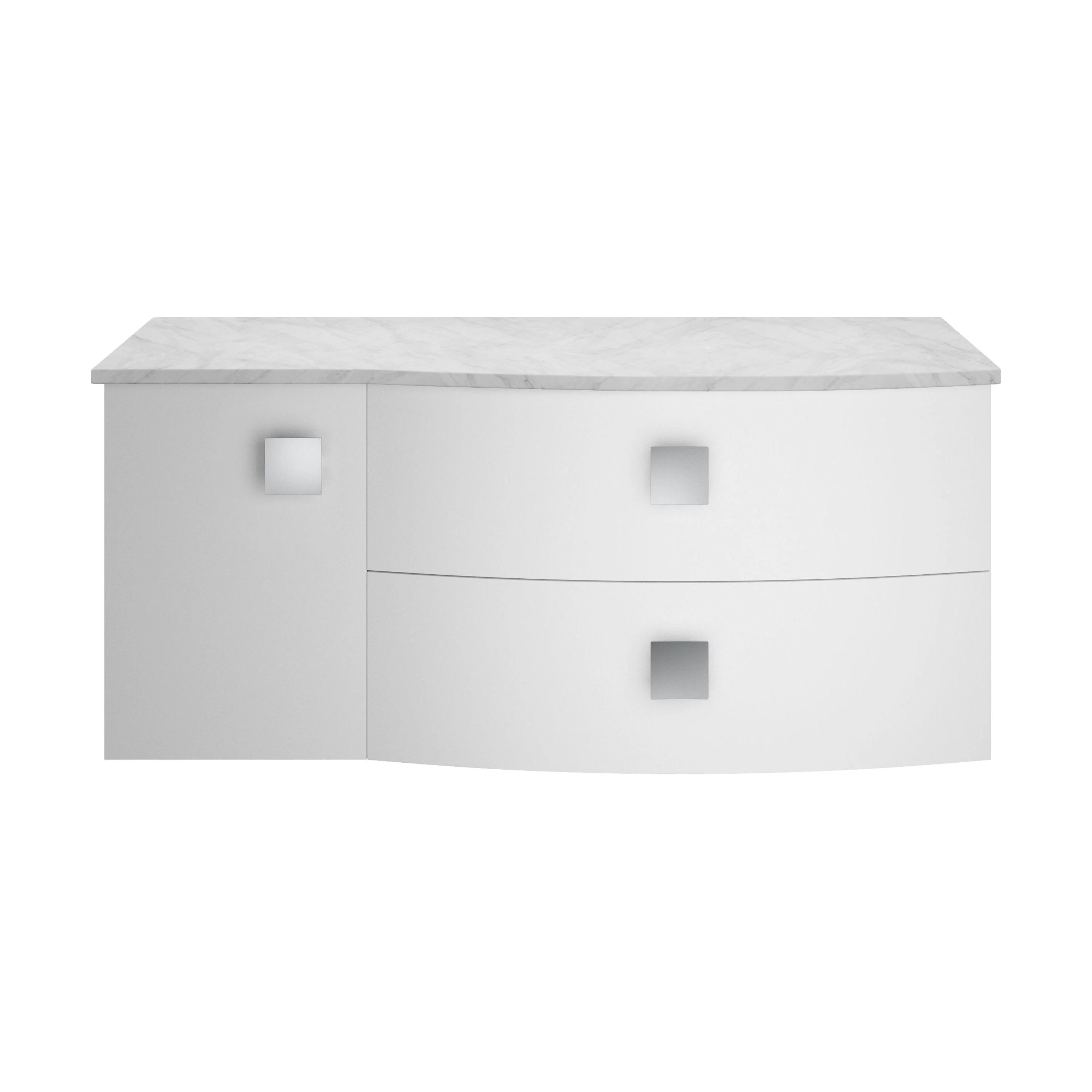 Gentleshaw Contemporary Wall Hung Vanity Unit with Grey Marble Worktop, Moon White, 1000mm