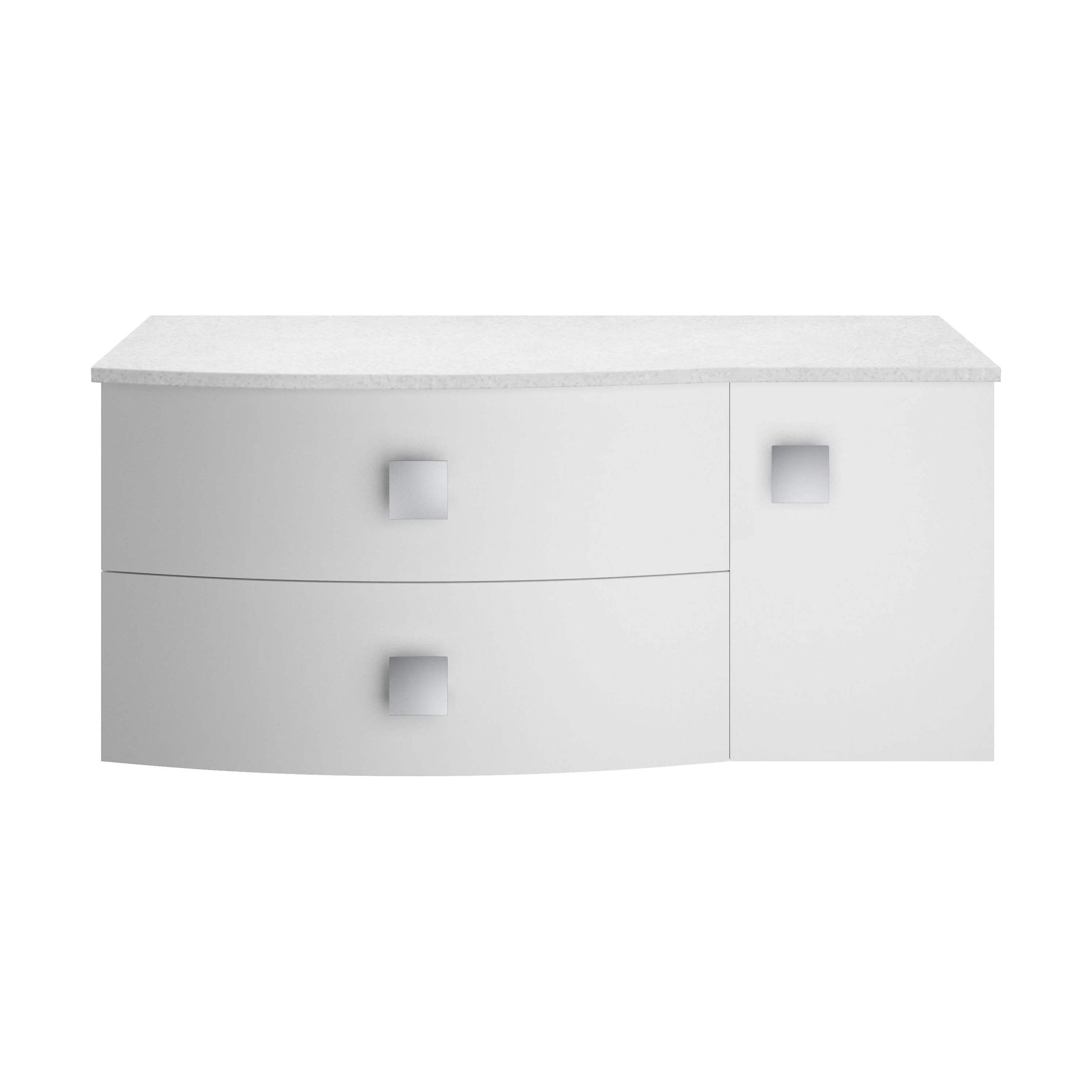 Gentleshaw Contemporary Wall Hung Vanity Unit with White Marble Worktop, Moon White, 1000mm