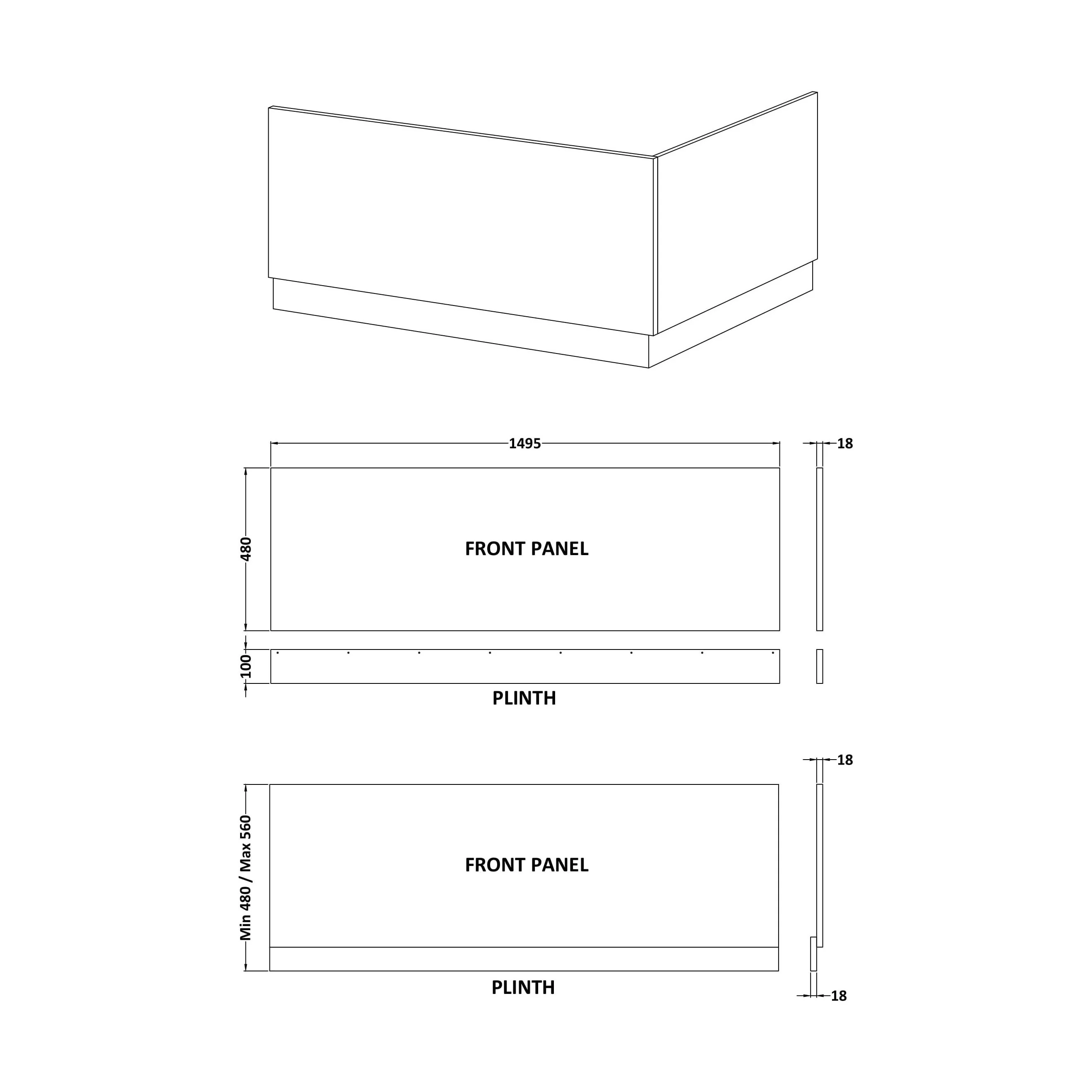 Gloss White MDF Bath Front Panel with Plinth - Choice of Size - Image 17