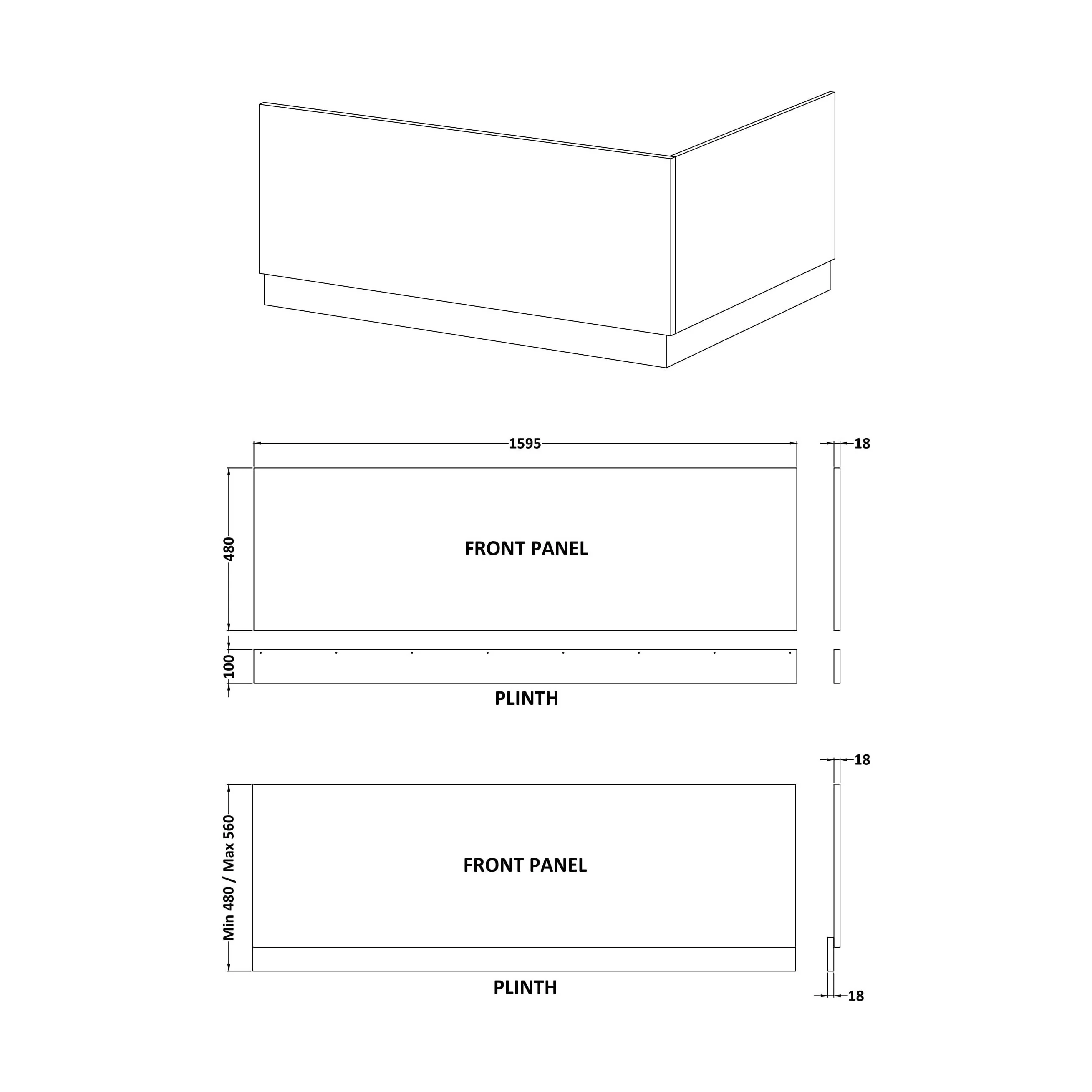 Gloss White MDF Bath Front Panel with Plinth - Choice of Size - Image 18